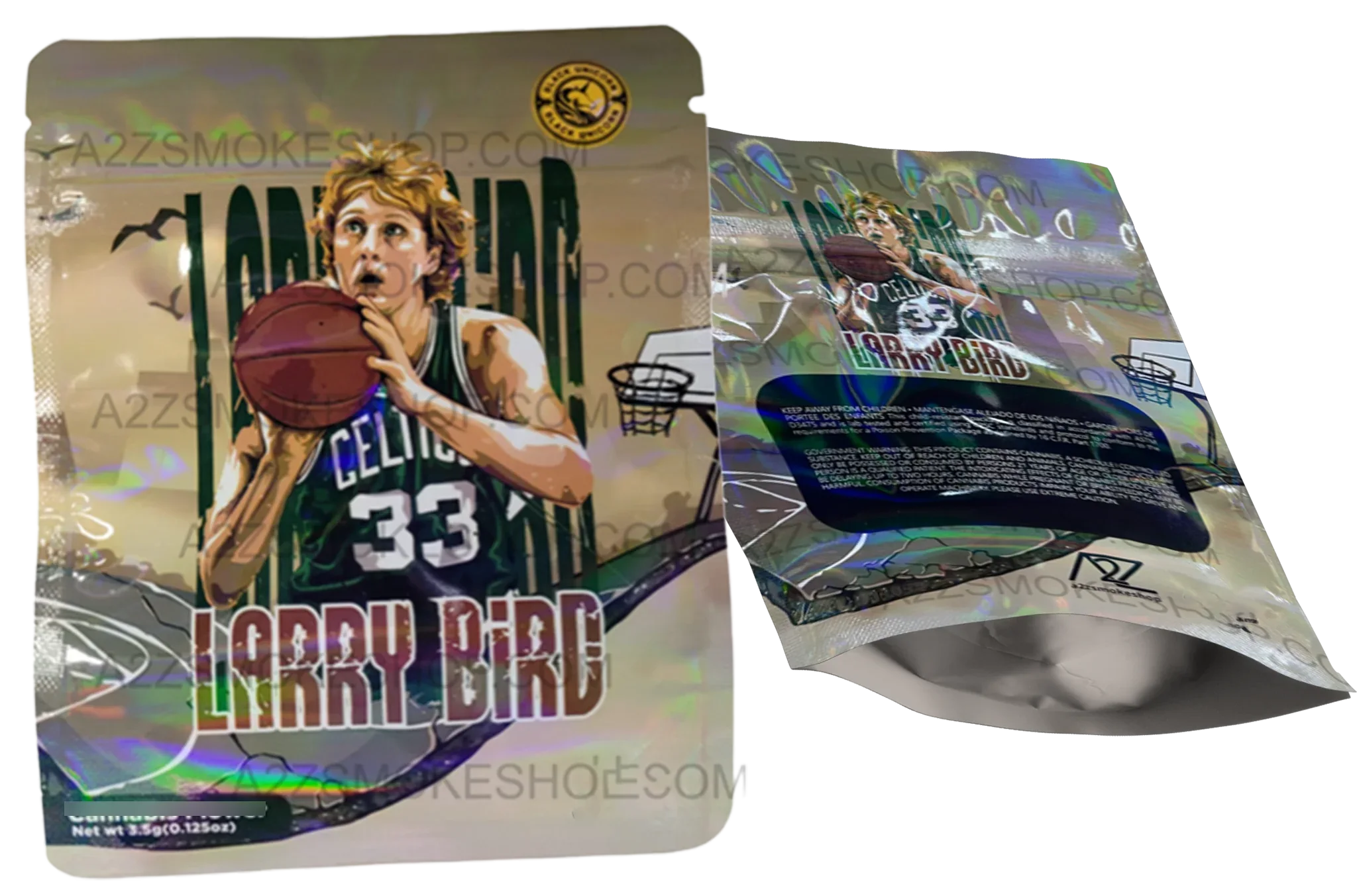 Black Unicorn Larry Bird Holographic Mylar bag 3.5g For Flower - Black Unicorn Hub