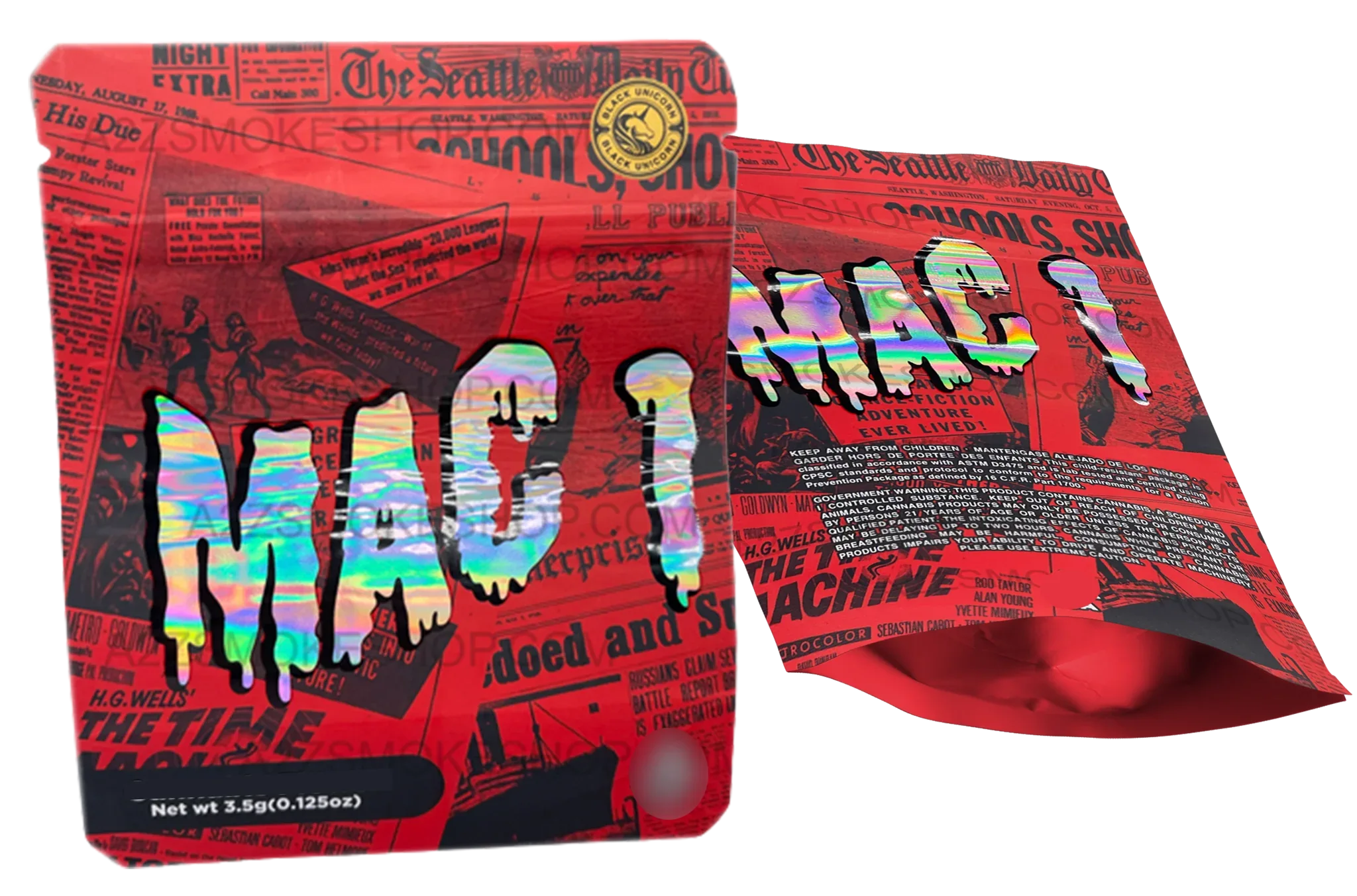 Black Unicorn -Mac 1 Holographic Mylar bag 3.5g For Flower - Black Unicorn Hub