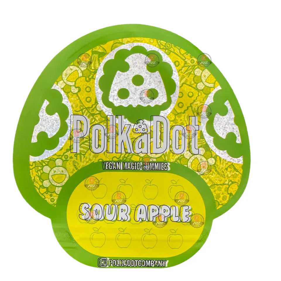 Polkadot Gummies Sour Apple Mylar bags 3.5g (Empty Bag-Packaging only) - Black Unicorn Hub