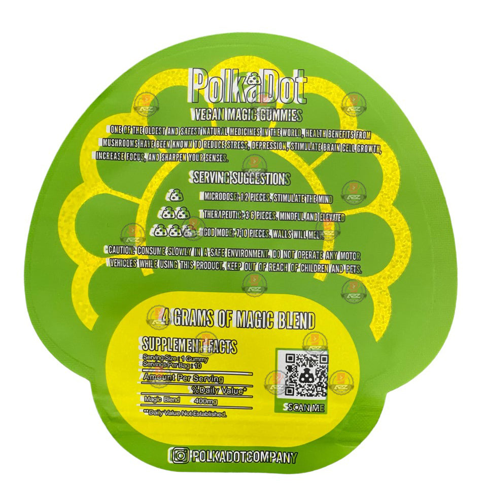 Polkadot Gummies Sour Apple Mylar bags 3.5g (Empty Bag-Packaging only)