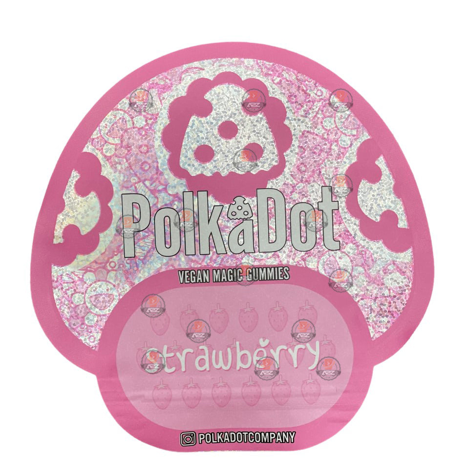 Polkadot Gummies Strawberry Mylar bags 3.5g (Empty Bag-Packaging only)
