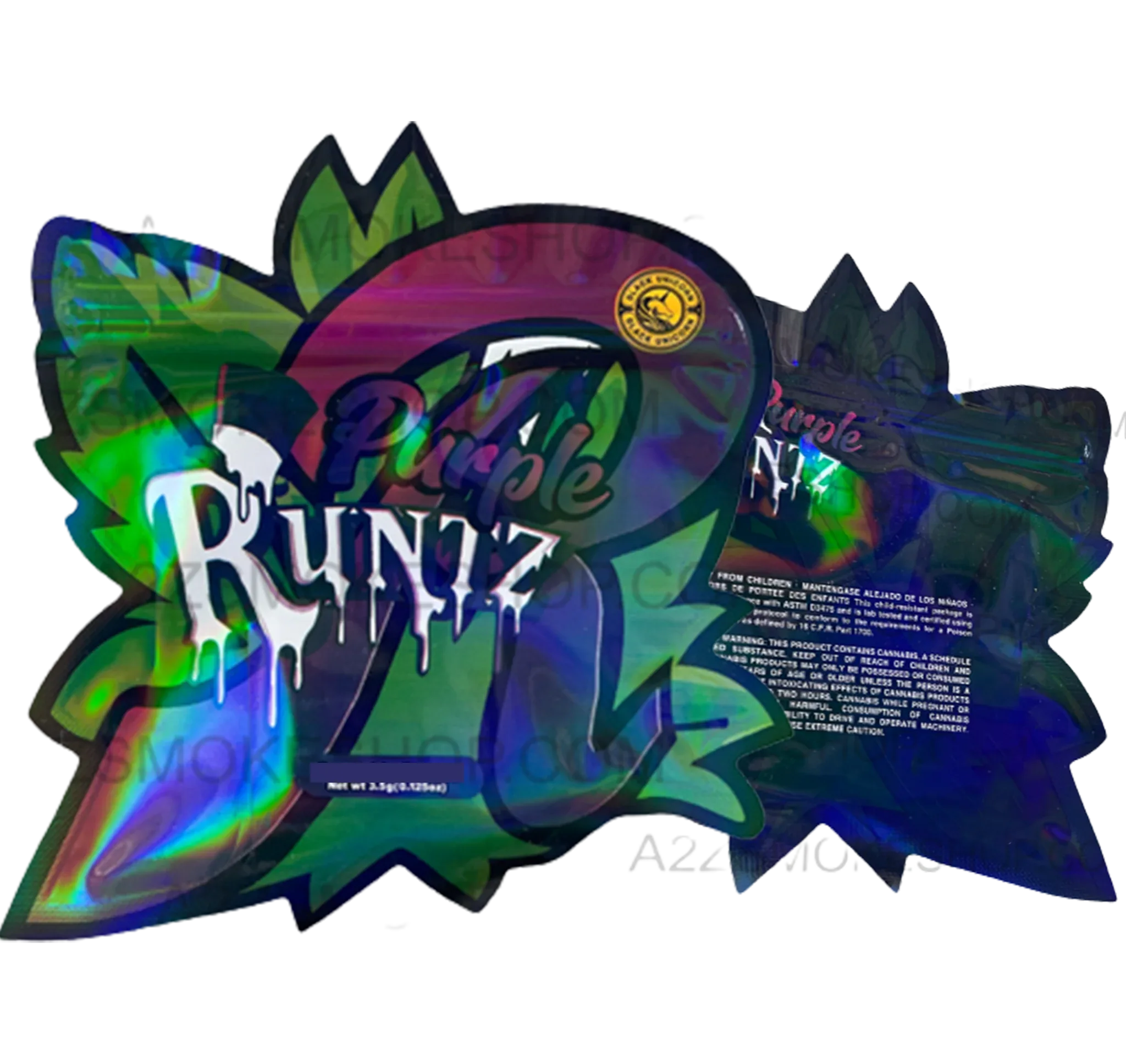 Black Unicorn Purple cut out Holographic Mylar bag 3.5g - Black Unicorn Hub