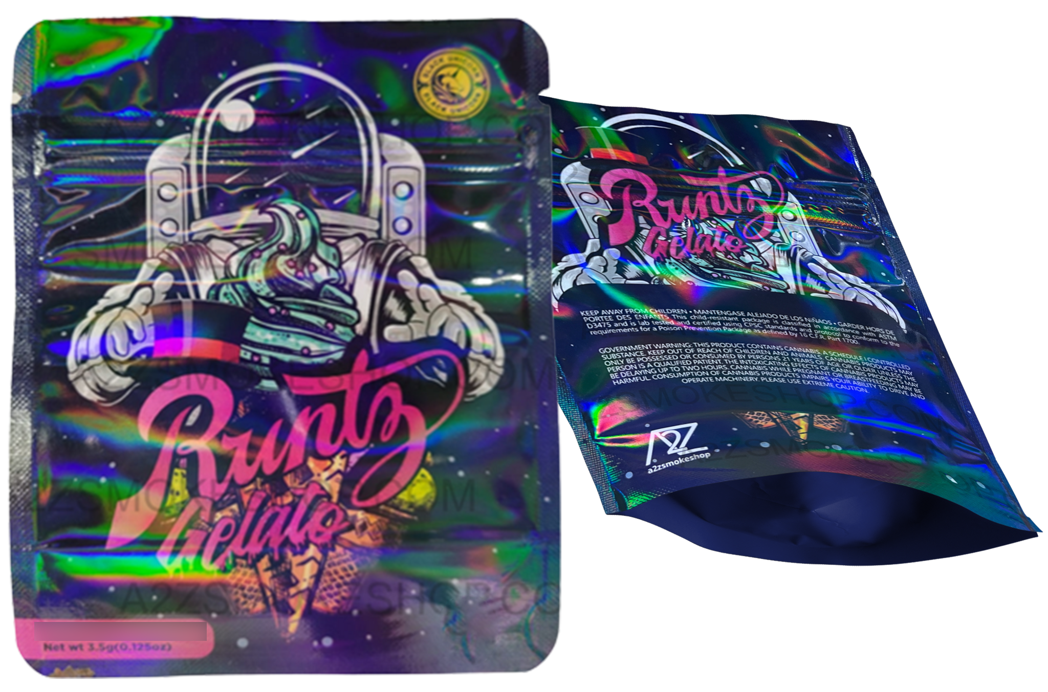 Black Unicorn Gelato Holographic Mylar bag 3.5g