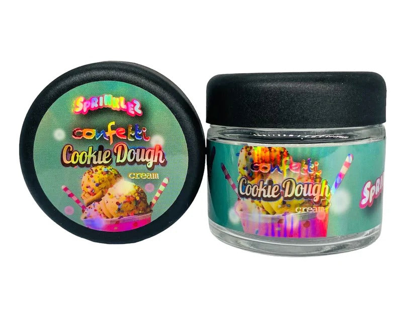 Confetti Cookie Dough Cream Sprinklez 3.5g Glass Jars with Holographic Stickers Child Resistant jar