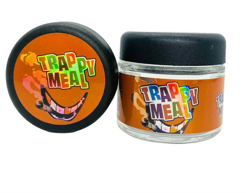 Trappy Meal 3.5g Glass Jars with Holographic Stickers - Black Unicorn Hub