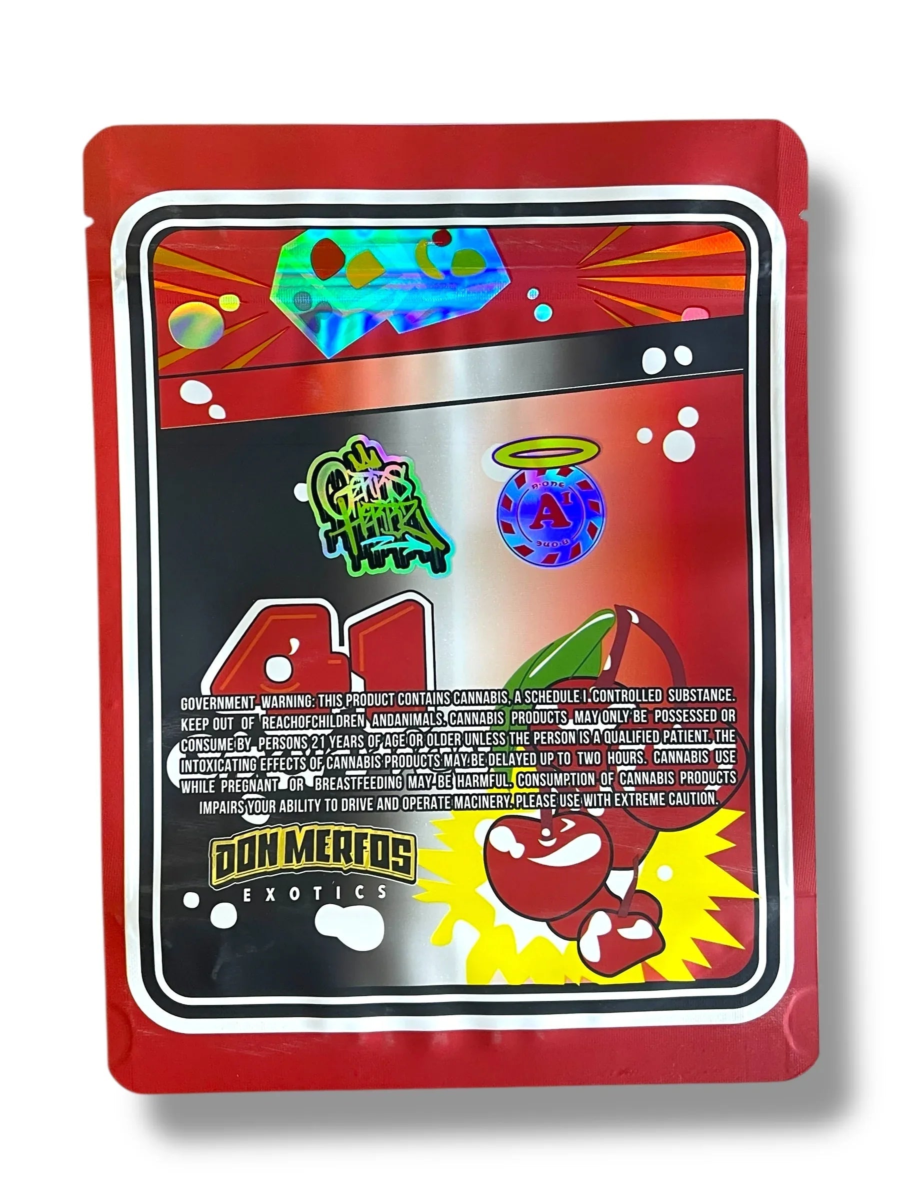 Don Merfos 41 Cherries 1 OZ 28G empty Mylar bag 1 ounce (50 Count) - Black Unicorn Hub