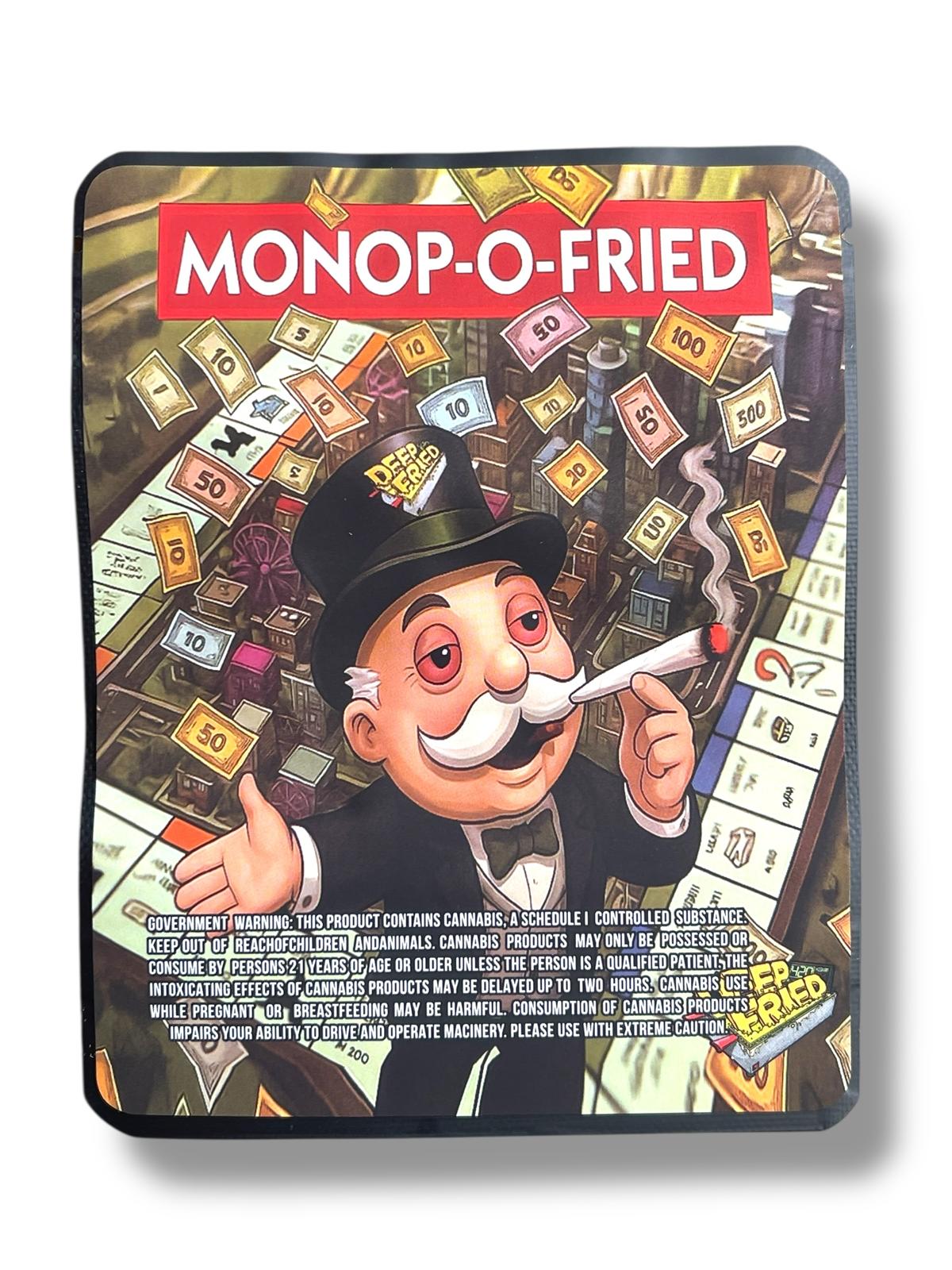 Deep fried Monop-O-Fried 3.5G Sticker Mylar Bags