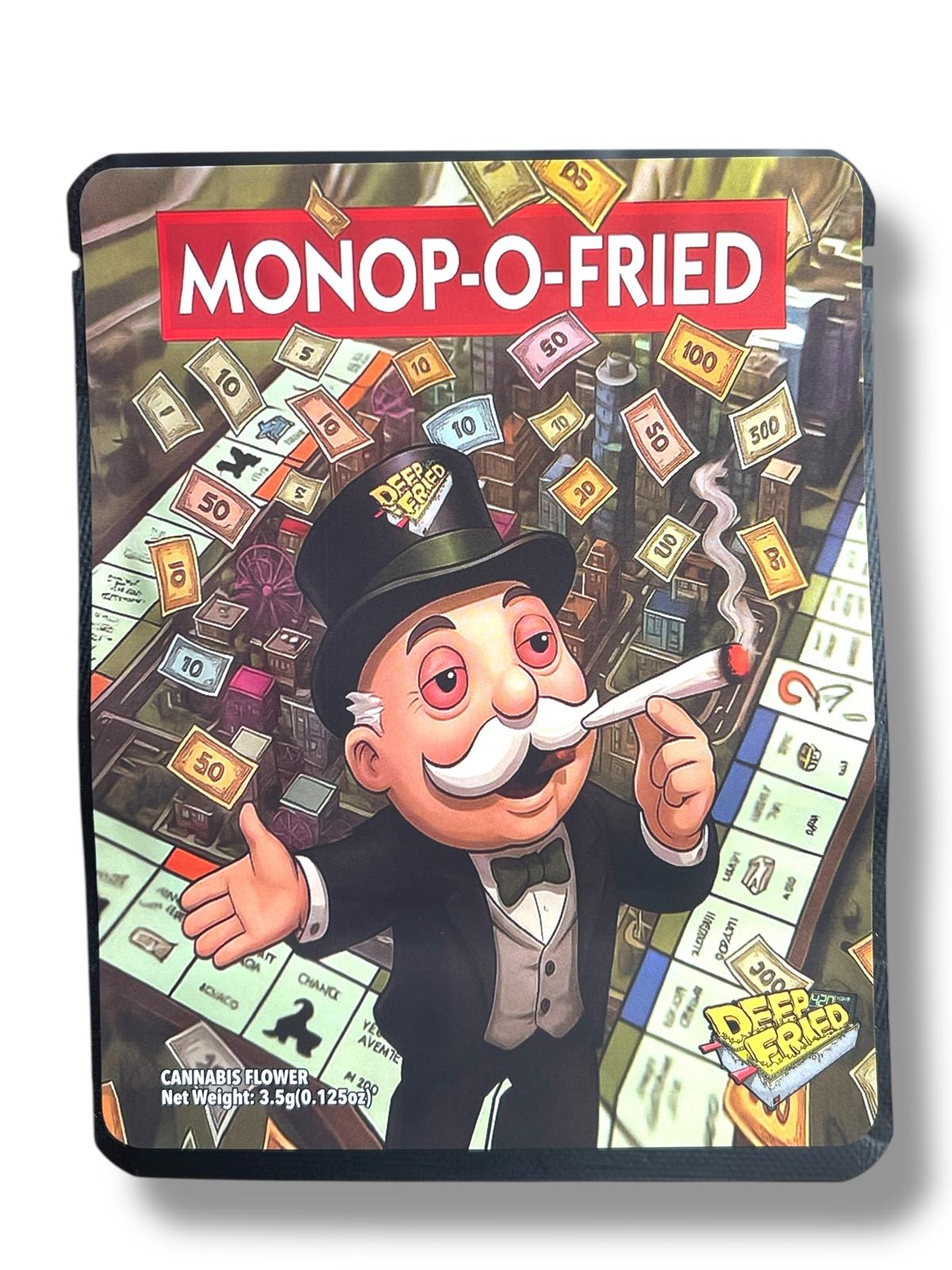 Deep fried Monop-O-Fried 3.5G Sticker Mylar Bags