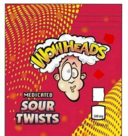 Wow Heads Sour Twist 500mg Mylar bags packaging only