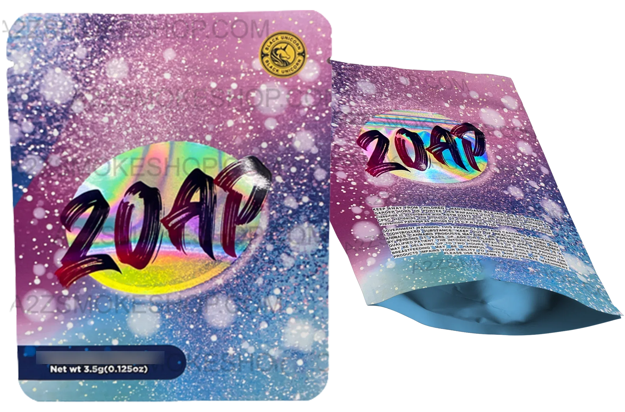 Black Unicorn Zoap Holographic Mylar bag 3.5g For Flower - Black Unicorn Hub