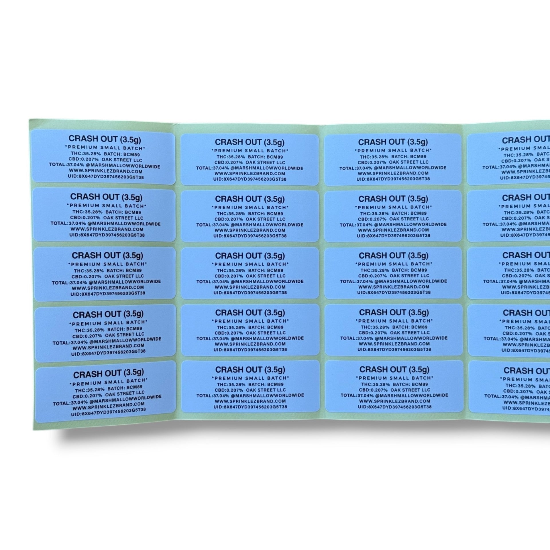 Crash Out Torchiez 3.5G Mylar sticker Bags -With stickers and label