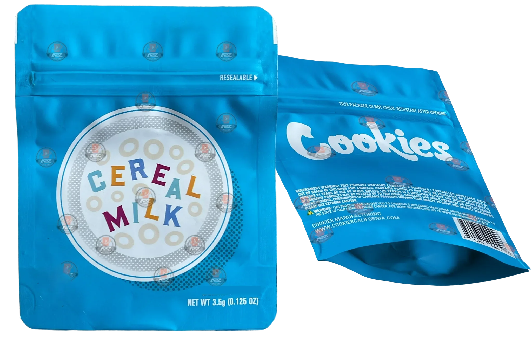 Cookies Cereal Milk Mylar Bags 3.5 Grams Smell Proof Resealable Bags w/ Holographic Authenticity Stickers - Black Unicorn Hub