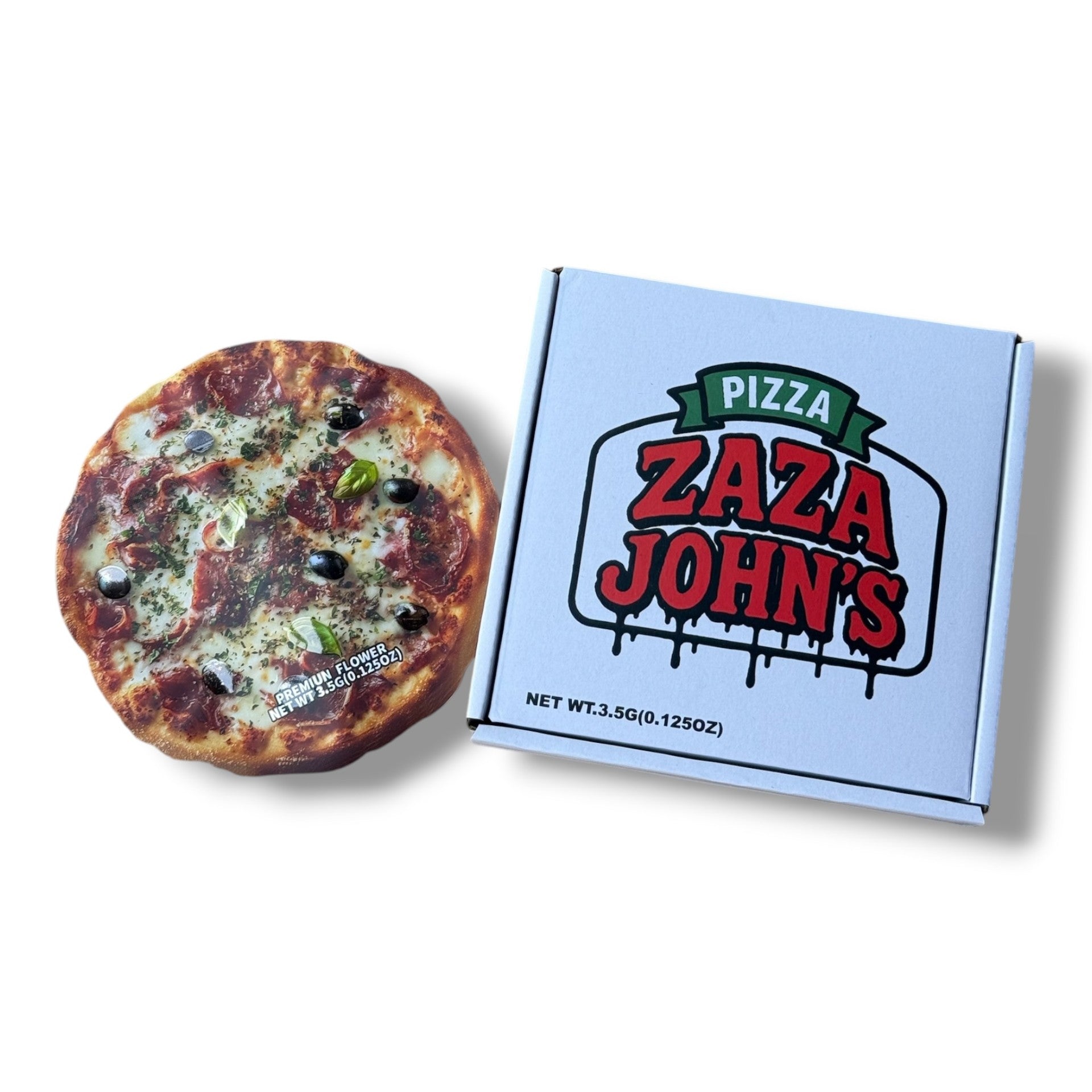 ZAZA John's Pizza Mylar Bags with Boxes 3.5g Box Packaging