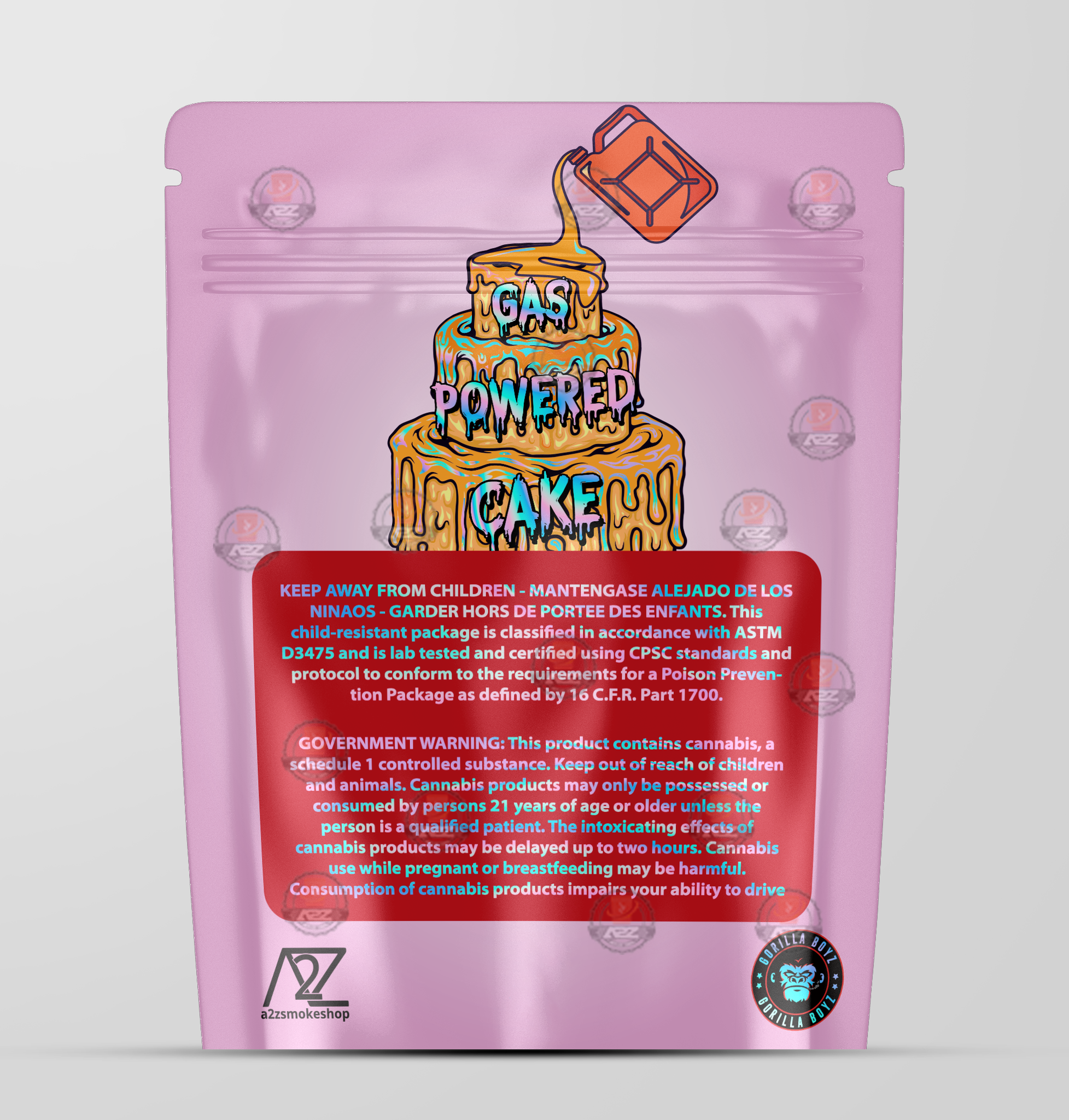 Gas Powered Cake Holographic Mylar bag 3.5g - Black Unicorn - Packaging only