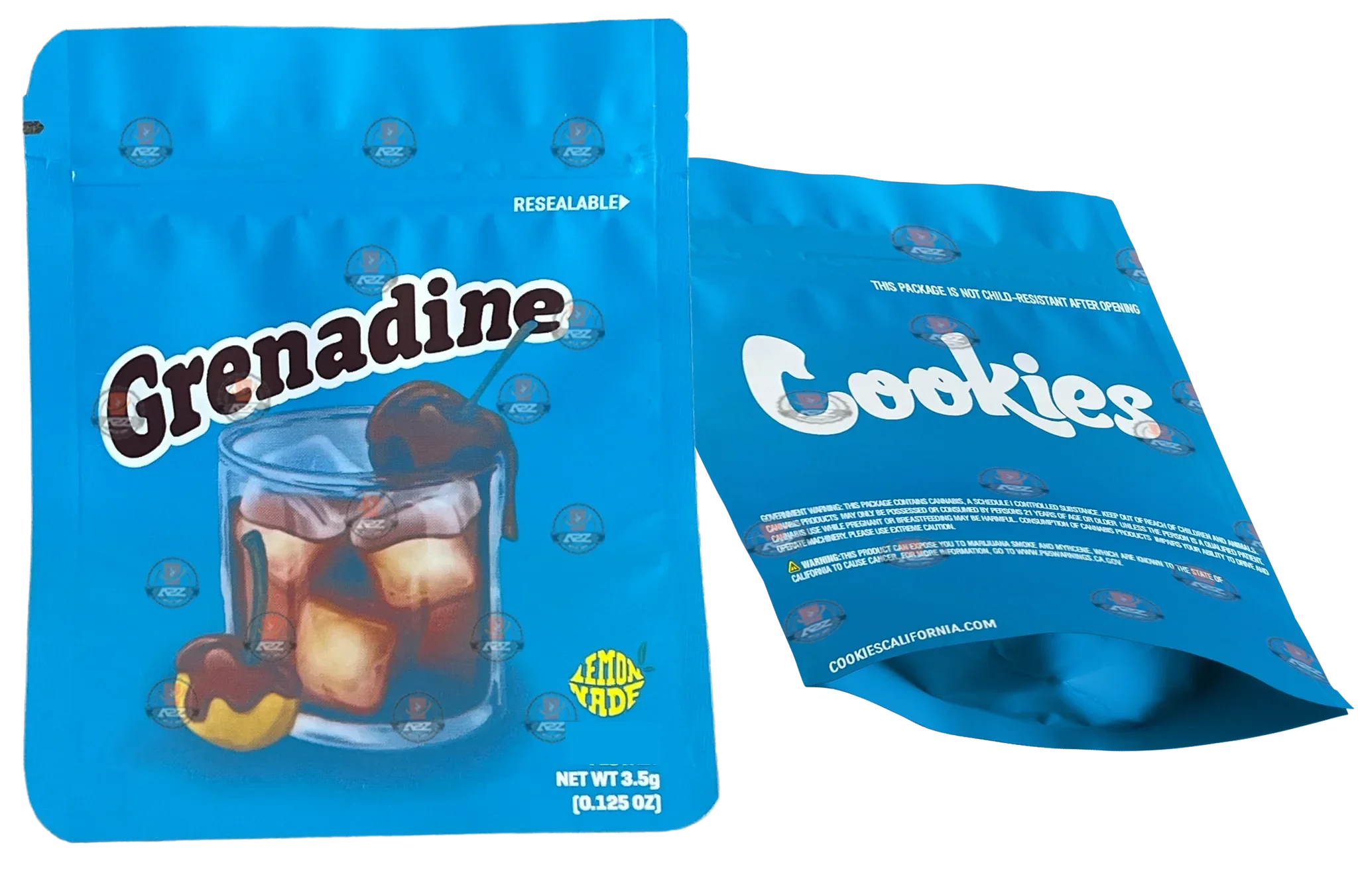 Cookies Grenadine Mylar Bags 3.5 Grams Smell Proof Resealable Bags w/ Holographic Authenticity Stickers and Label - Black Unicorn Hub