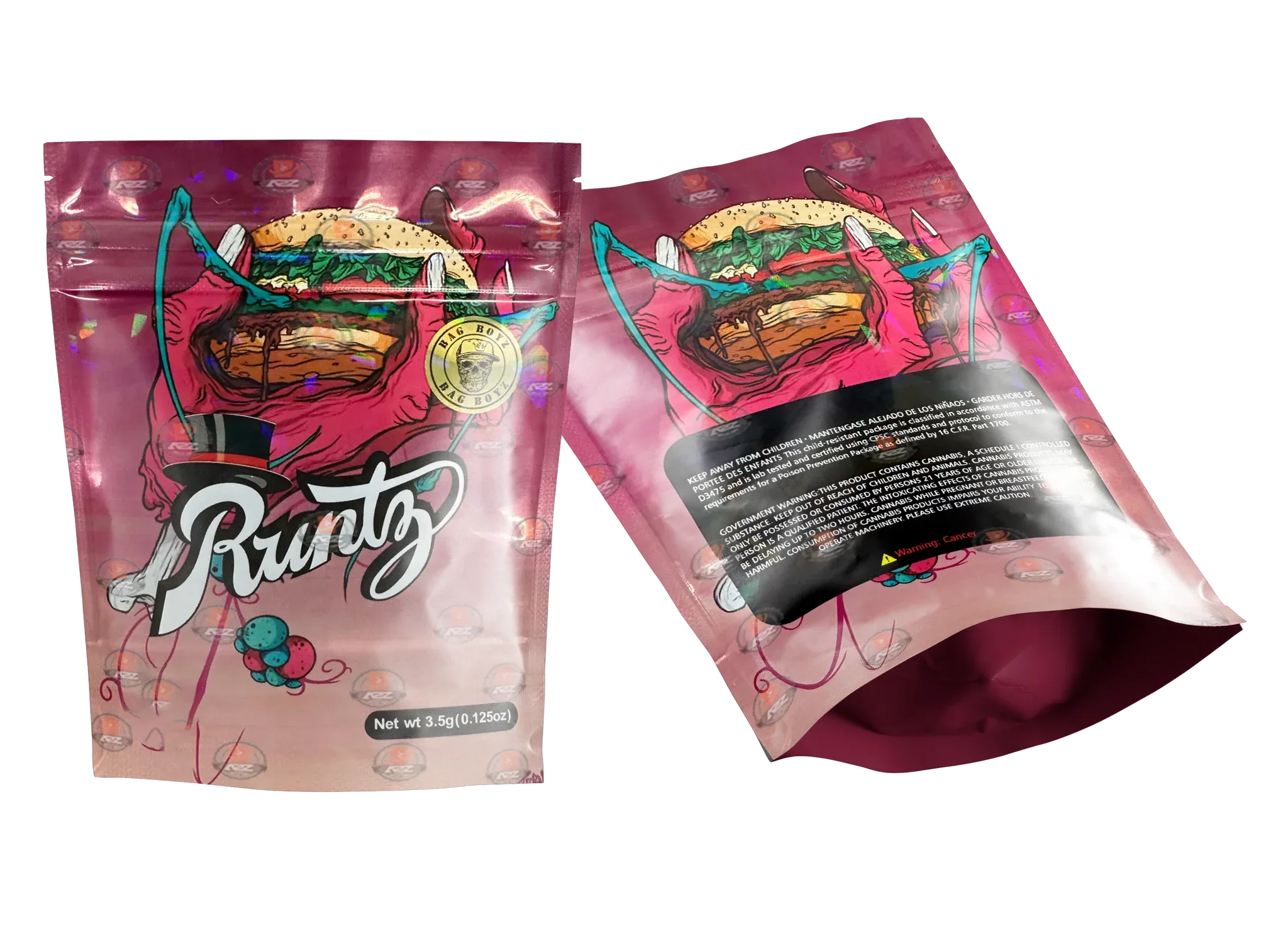 Burger Mylar Bags 3.5G - Black Unicorn Hub