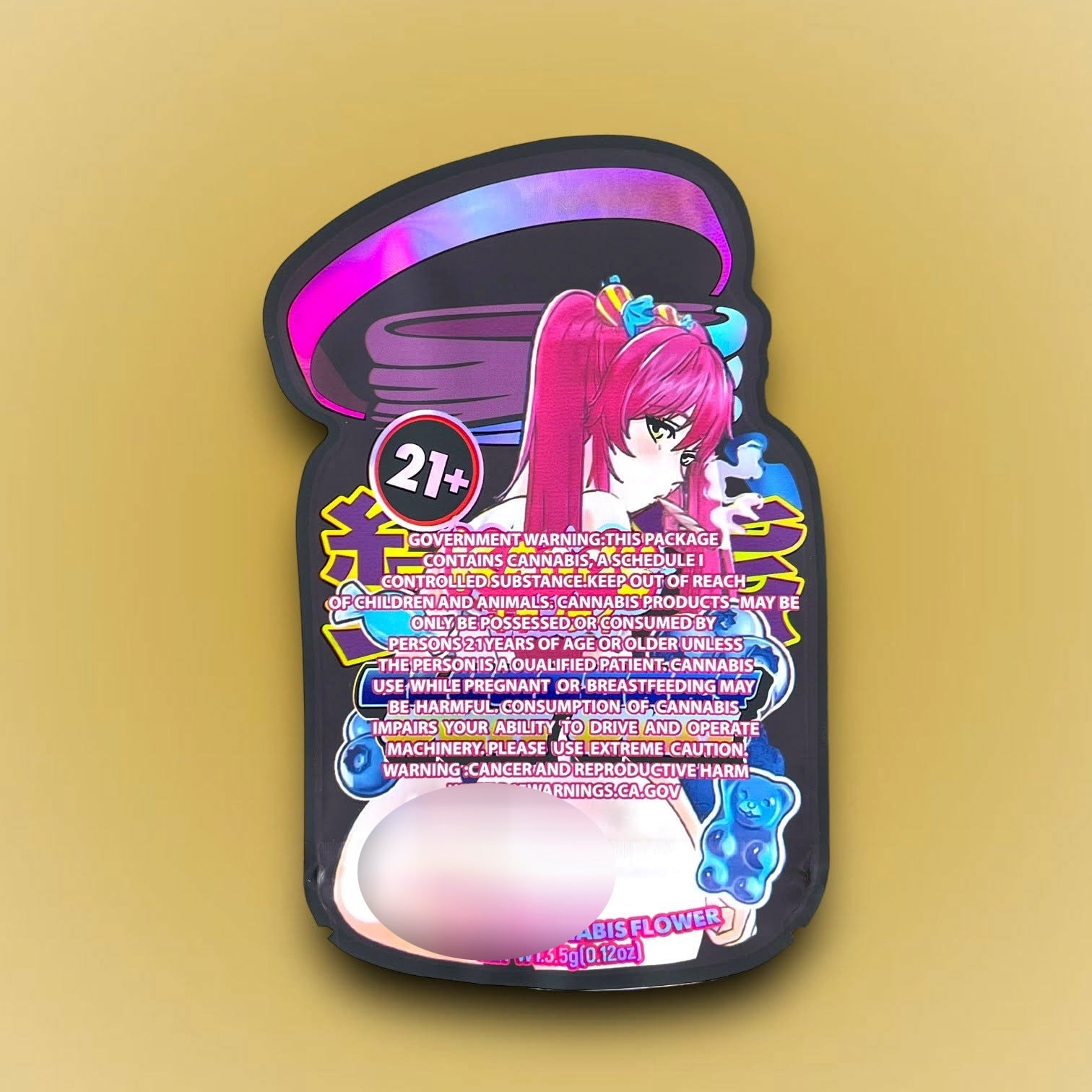 Kandy Blueberry Yum Yum 3.5G Mylar Bags Holographic cut out