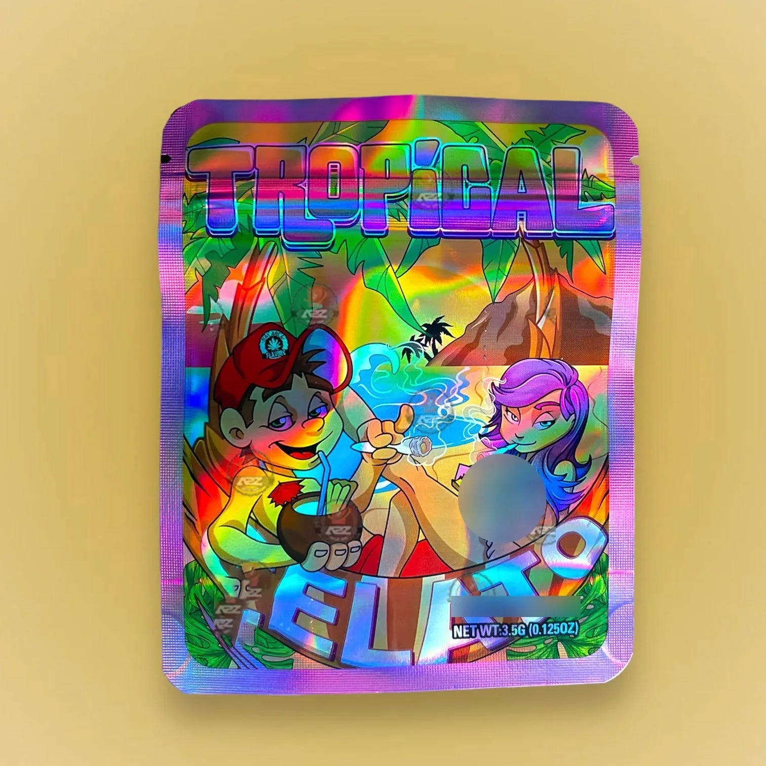 Tropical Gelato 3.5g Mylar Bag Holographic- Sherb Money Packaging Only - Black Unicorn Hub