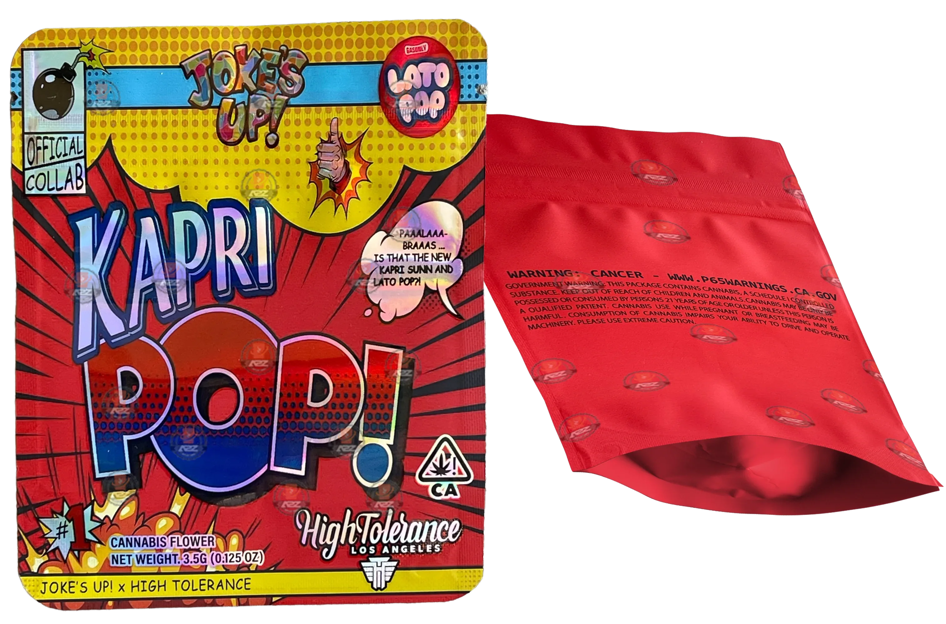 Kapri POP 3.5g Mylar bag High Tolerance-Jokes up- Lato Pop Collab - Black Unicorn Hub