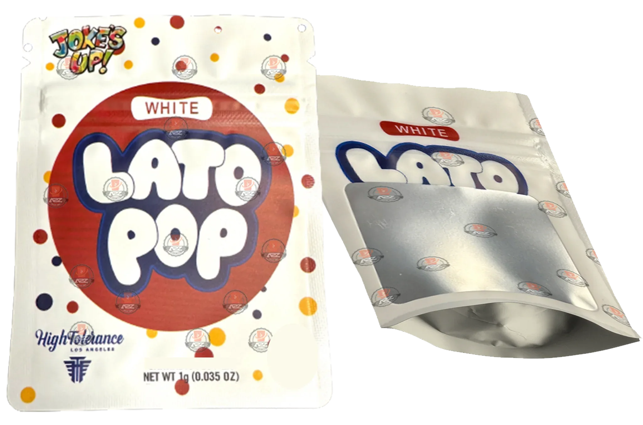 Jokes Up White Lato Pop 1 Gram Mylar bags with window-Packaging Only - Black Unicorn Hub