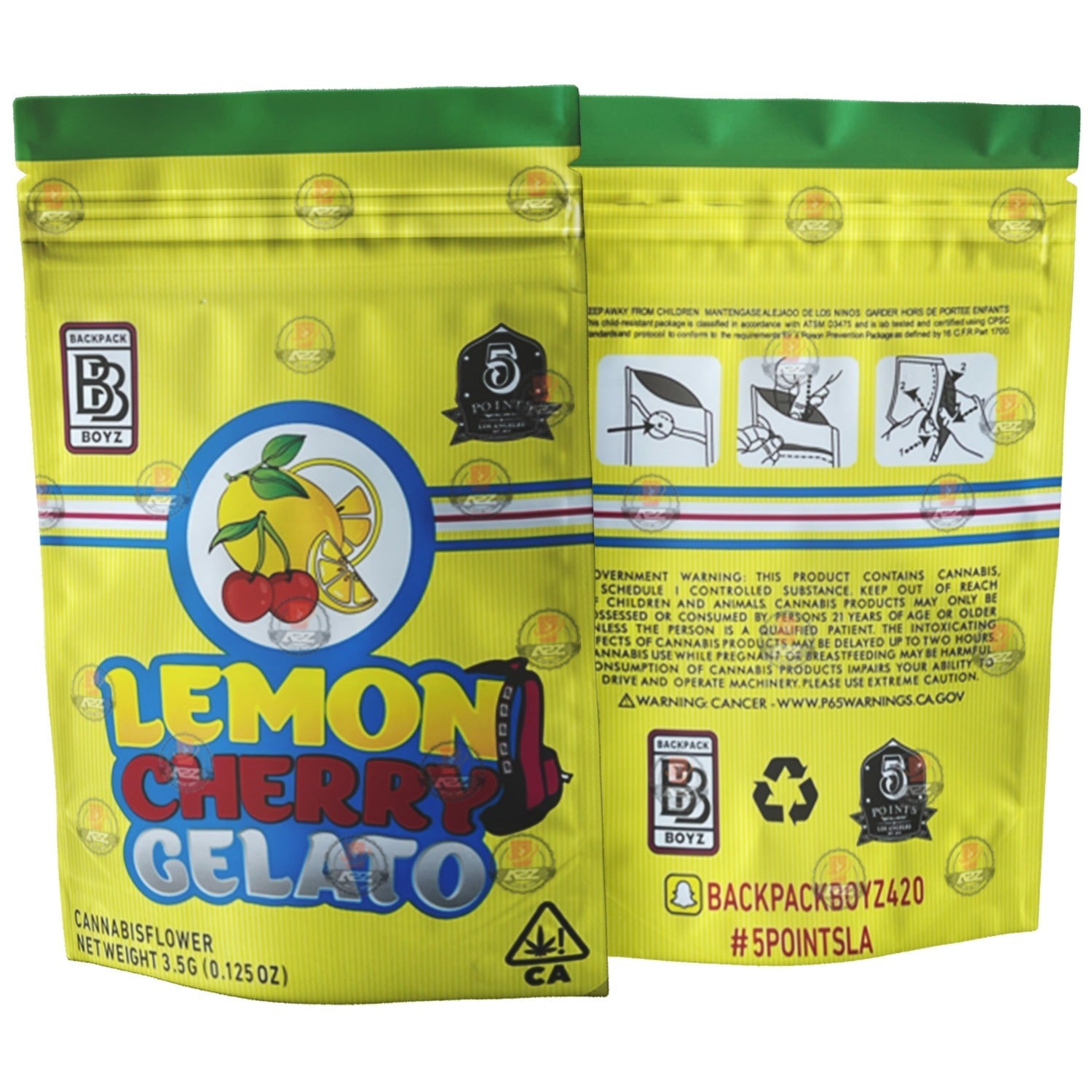 Yellow packaging of Lemon Cherry Gelato with branding and product details.