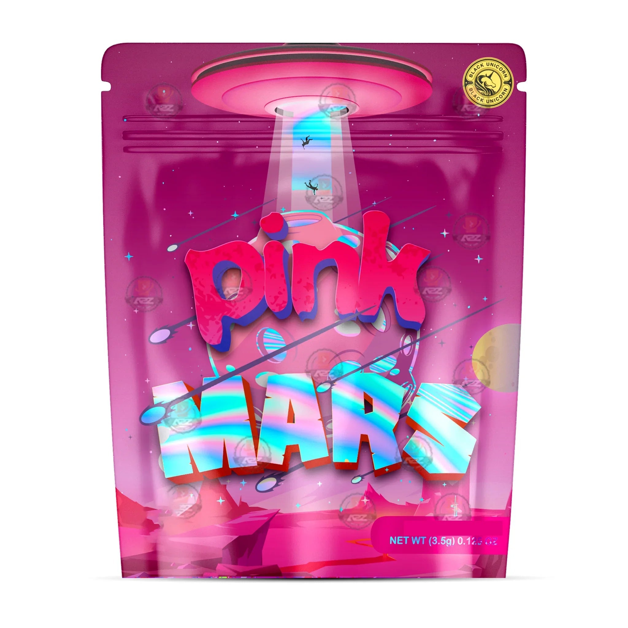 Pink Mars Holographic Mylar bag 3.5g - For Flower- Black Unicorn - Black Unicorn Hub