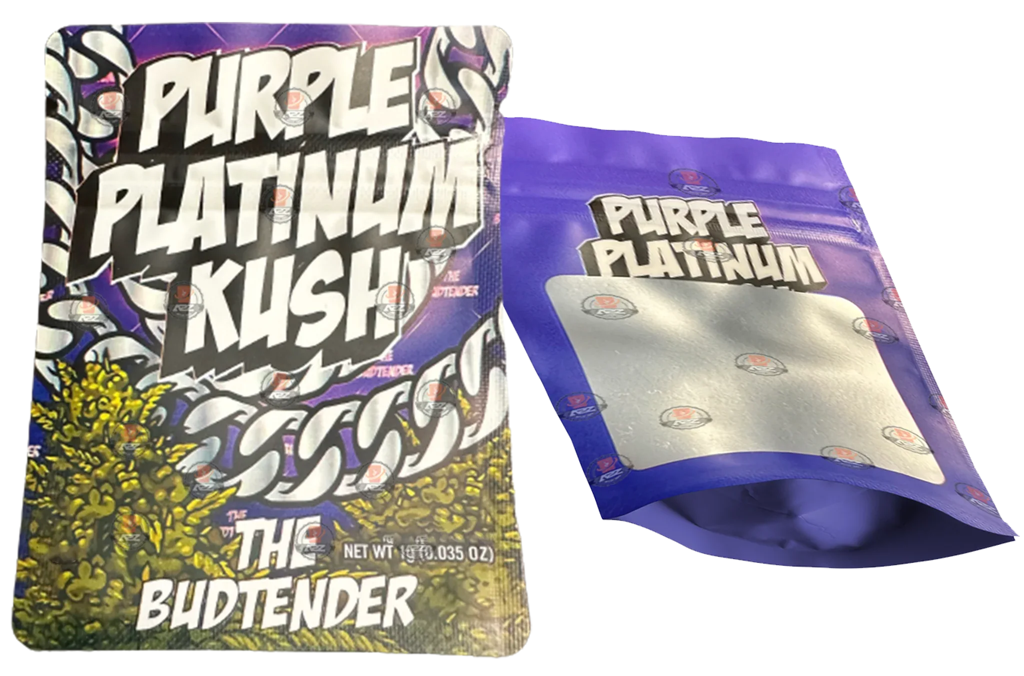 Purple Platinum Kush 1 Gram Mylar bags with window - Packaging Only - Black Unicorn Hub