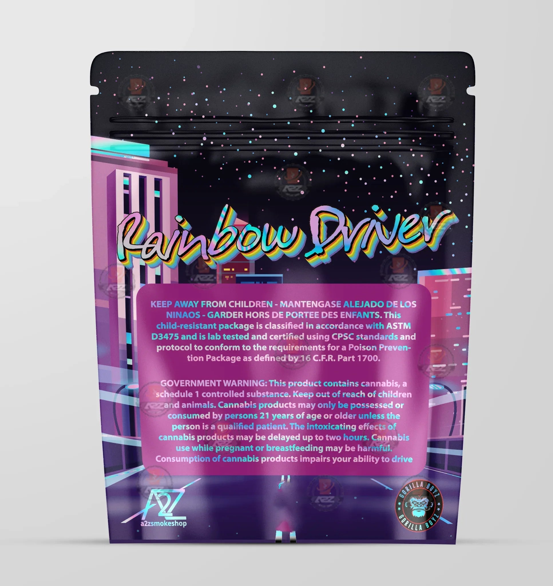 Rainbow Driver Holographic Mylar bag 3.5g - Black Unicorn - Packaging only - Black Unicorn Hub