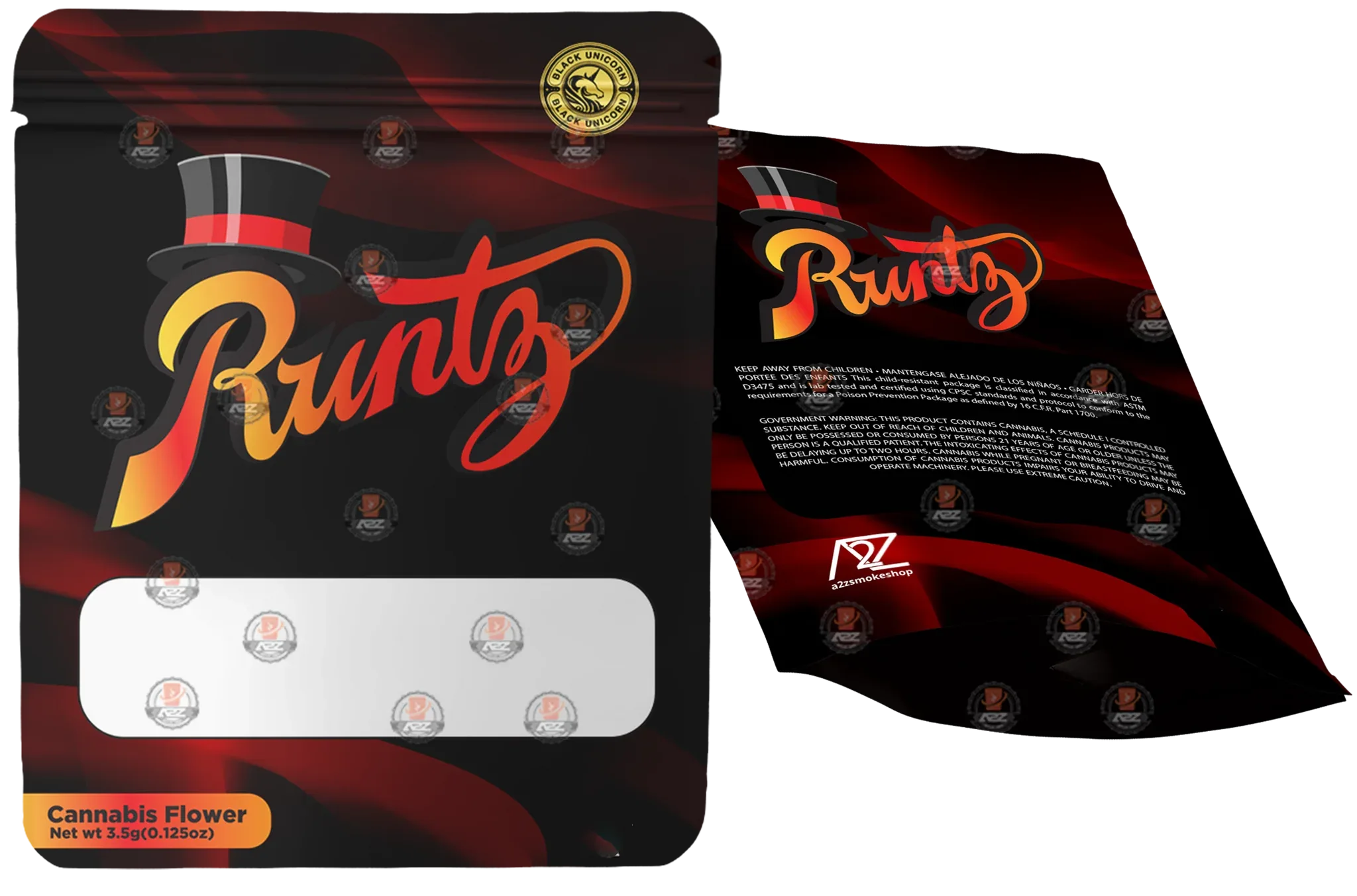 Black Unicorn Mylar bag with Window 3.5G - Black Unicorn Hub