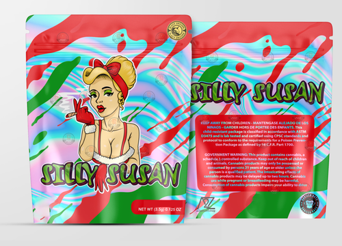 Silly Susan Holographic Mylar bag 3.5g - Black Unicorn - Packaging only