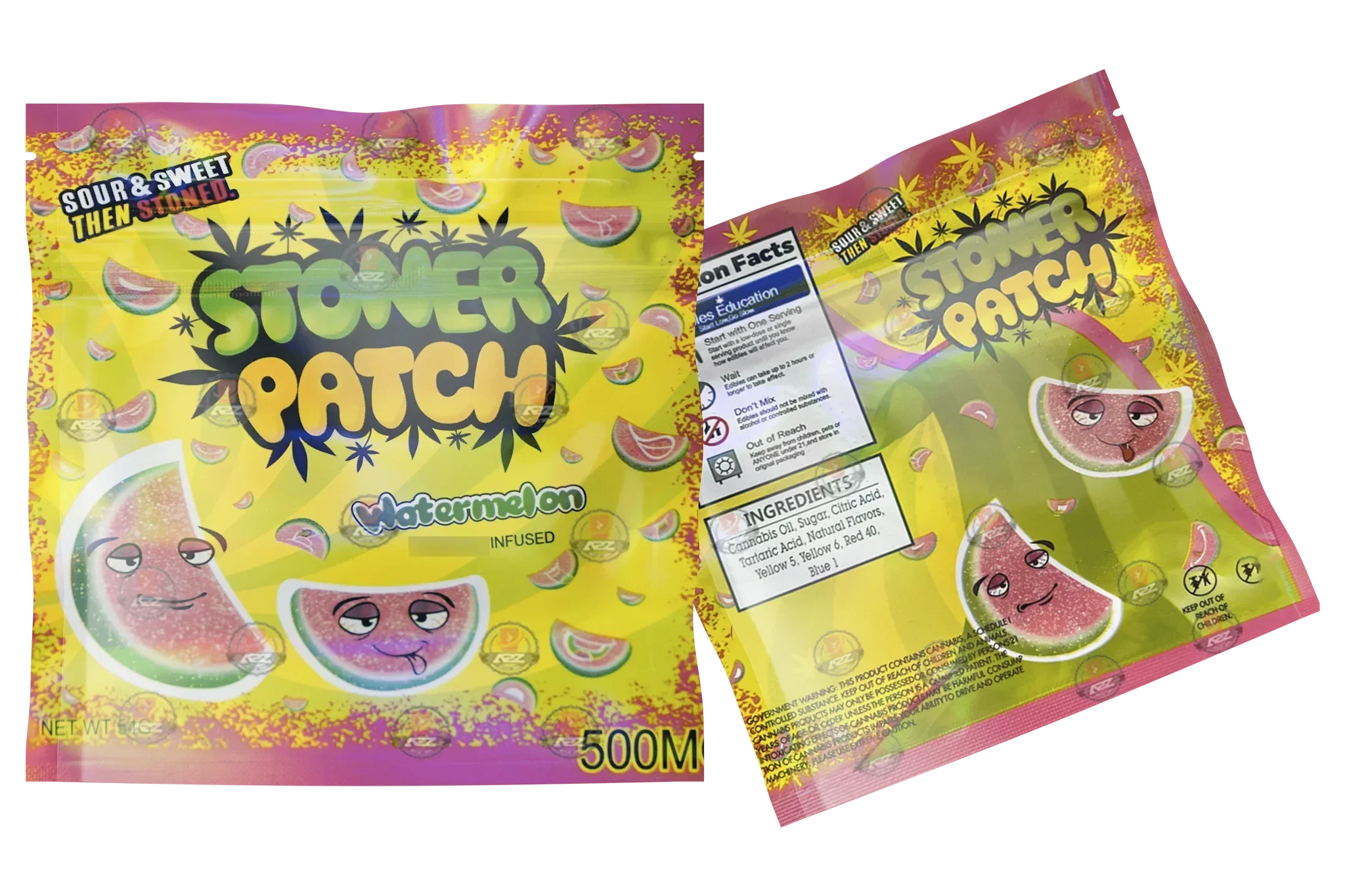 Stonner Patch Watermelon Gummies 500mg Mylar bags -PACKAGING ONLY - Black Unicorn Hub