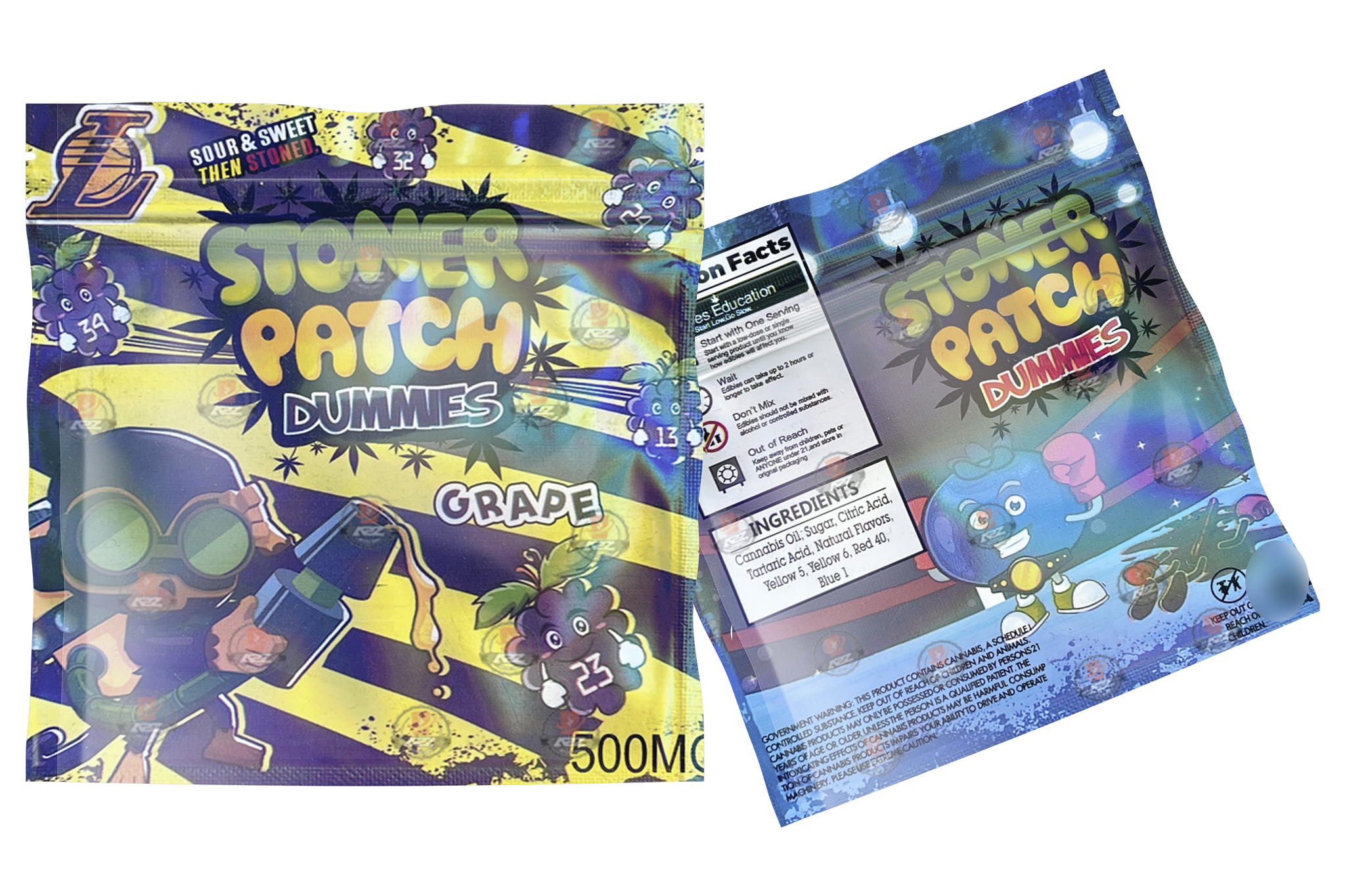 Stoner Patch Dummies Grape Gummies 500mg Mylar bags Packaging only