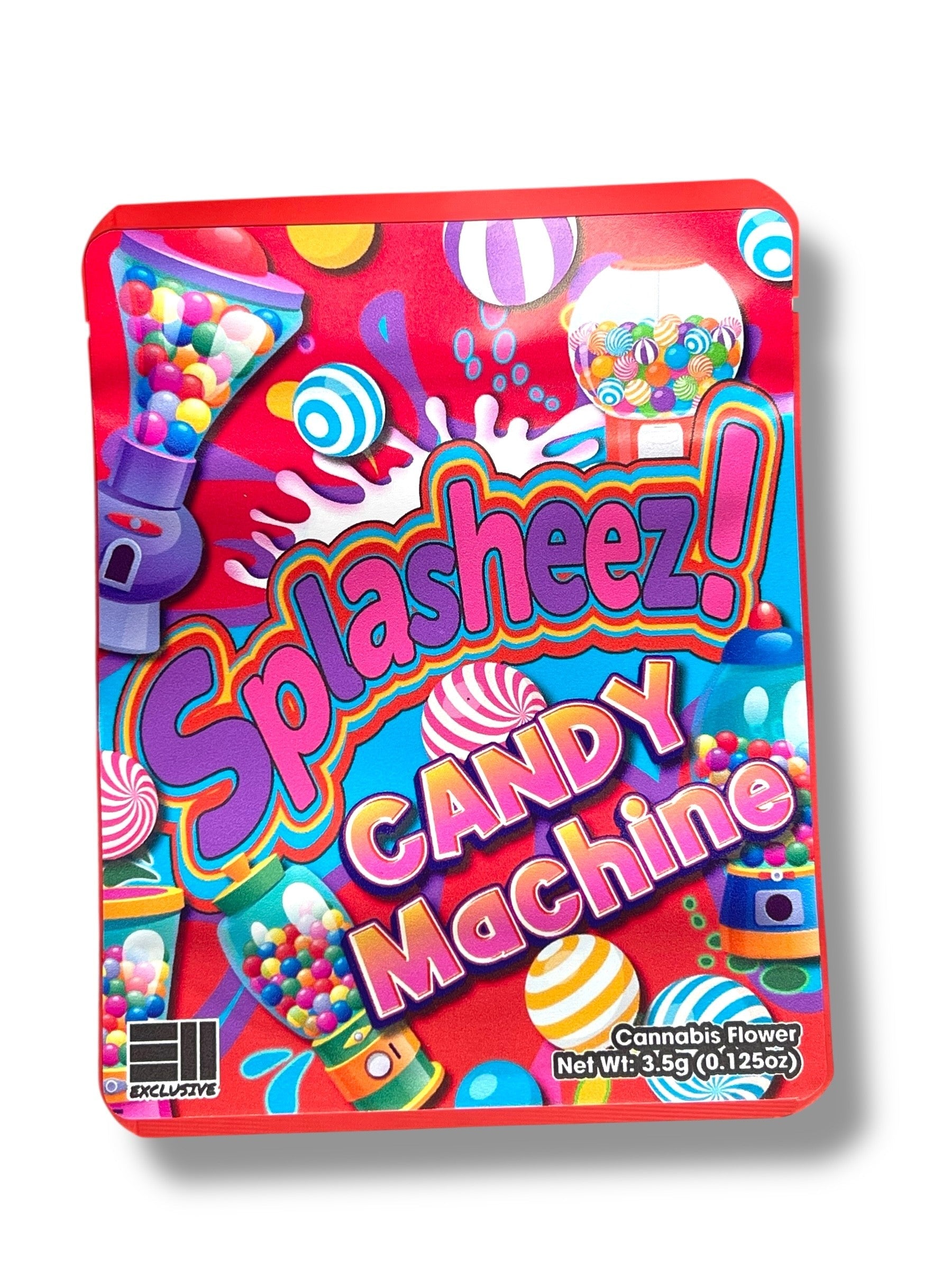 Splasheez Candy Machine Combo Sticker Mylar Bags | Stand-Up 16oz, 1oz & 3.5g
