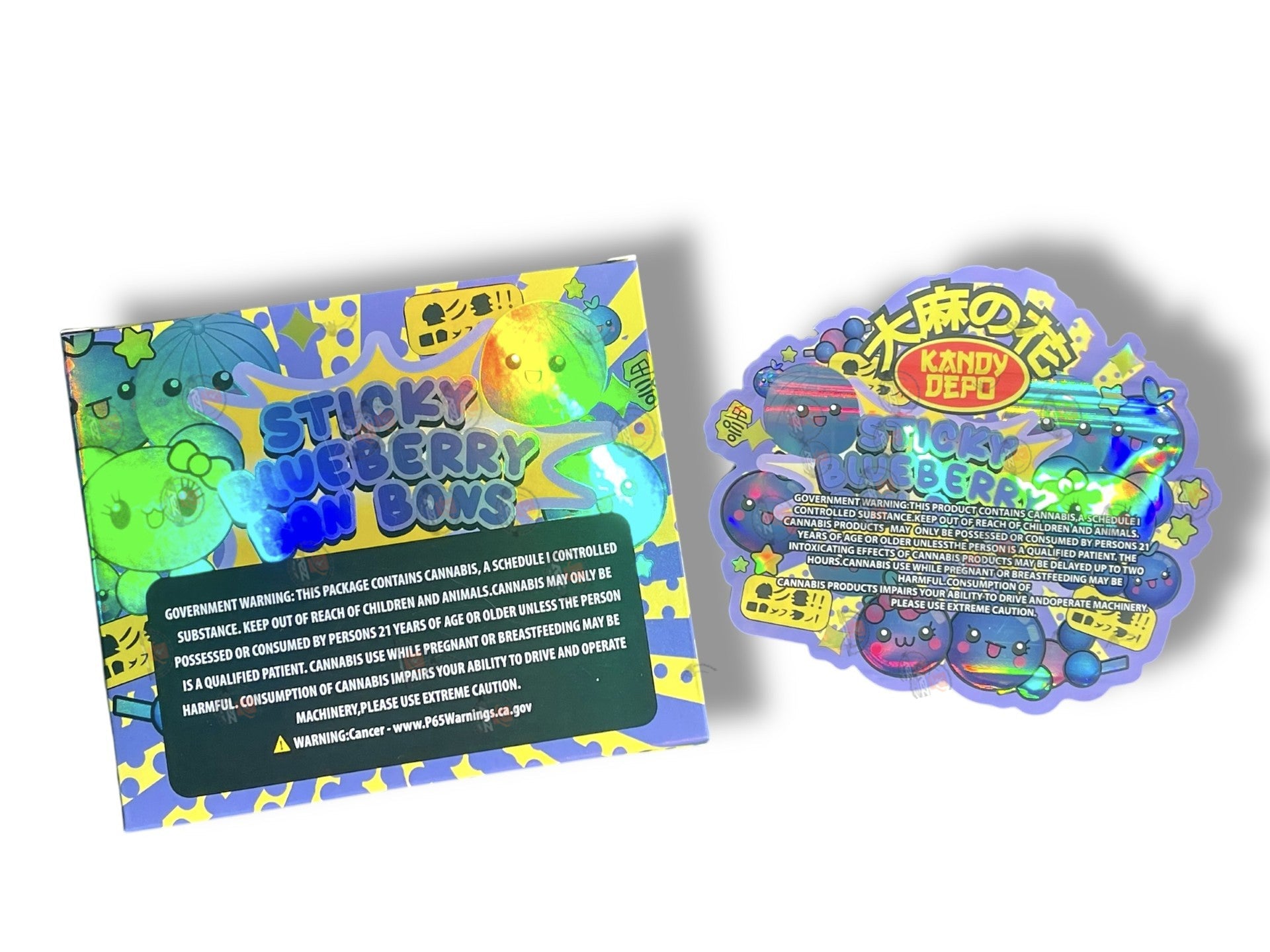 Kandy Depo Sticky Blueberry Bon Bons Mylar Bags with Boxes 3.5g Box Packaging Holographic