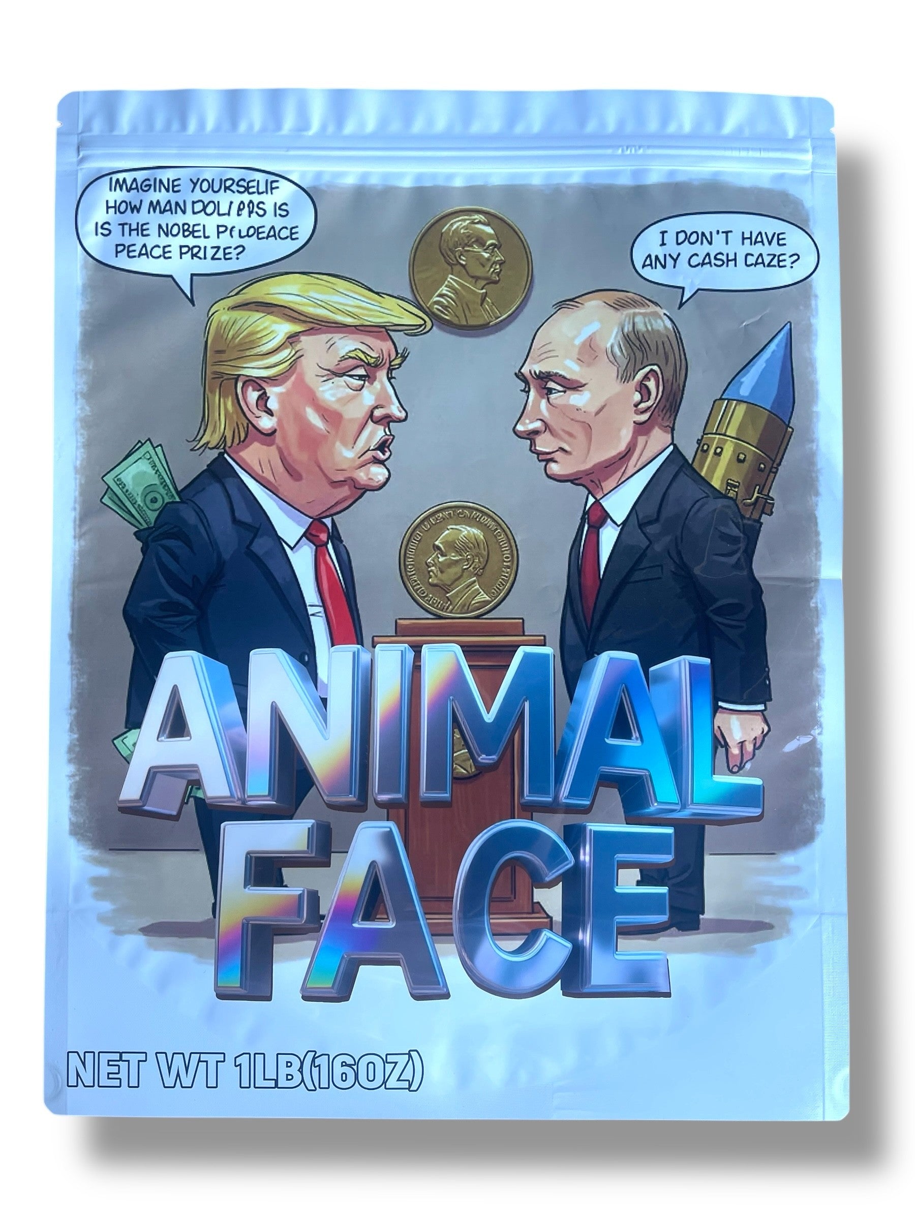 Animal Face Mylar Bag (Large) 1 LBS - 16OZ (454g)