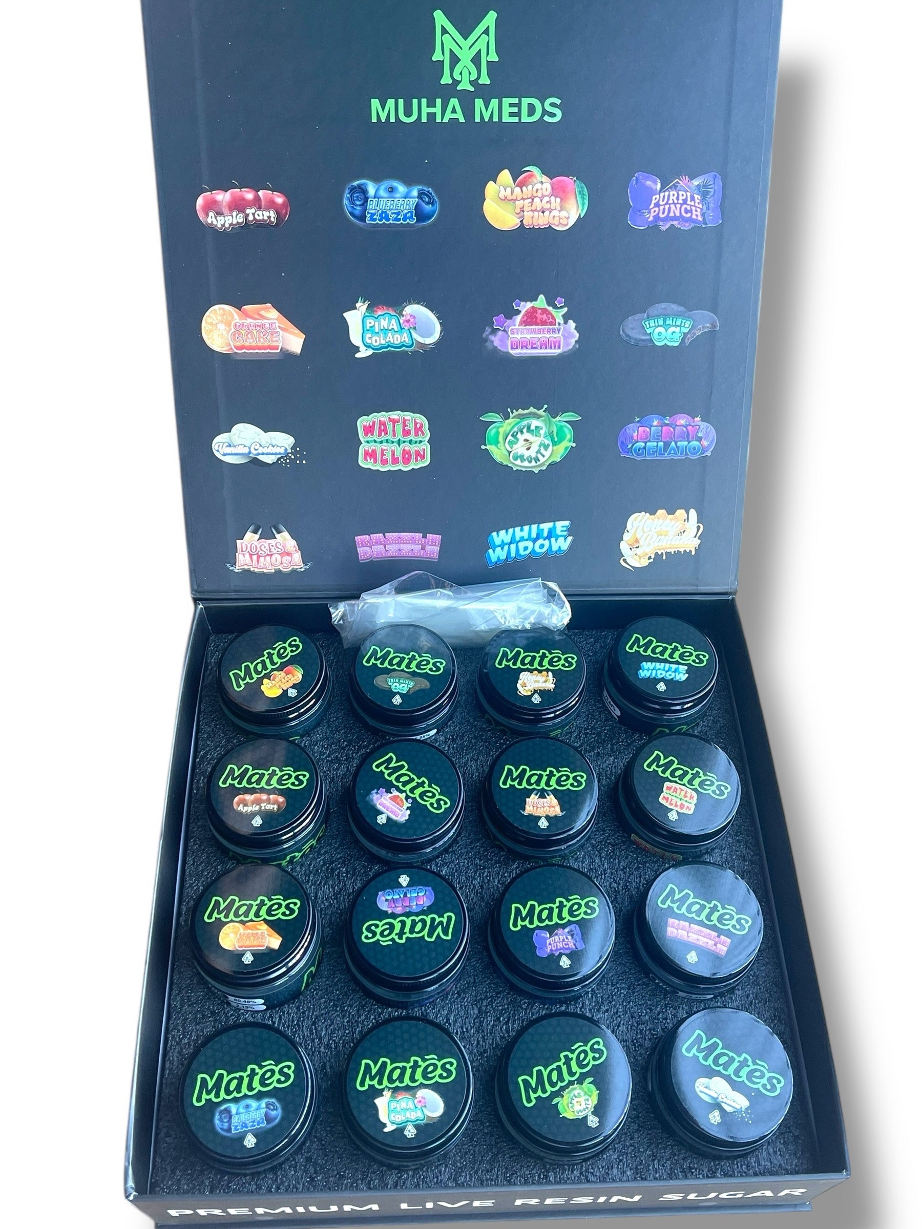 Muha Meds Mates Variety Pack 16-1oz Jars in a box Live Resin