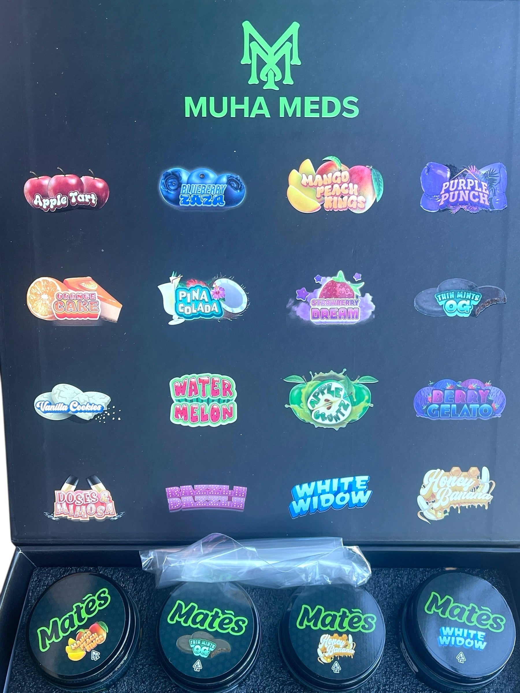 Muha Meds Mates Variety Pack 16-1oz Jars in a box Live Resin