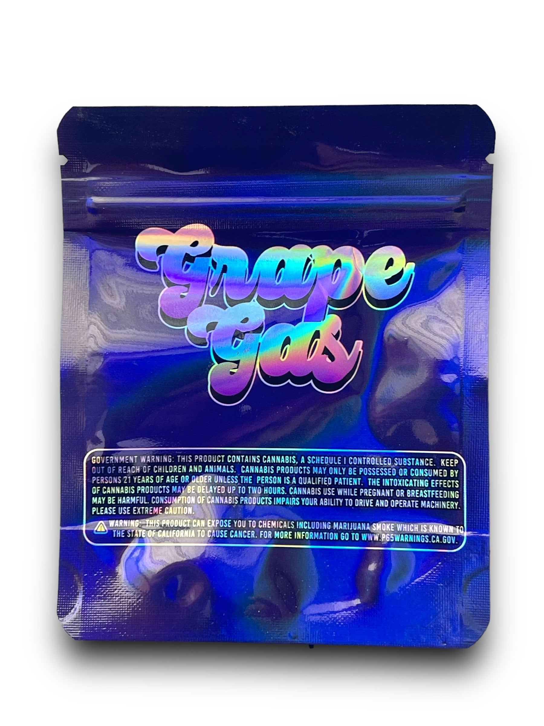 Grape Gas 3.5G Mylar Bags Holographic Exotic Big Blue Farms