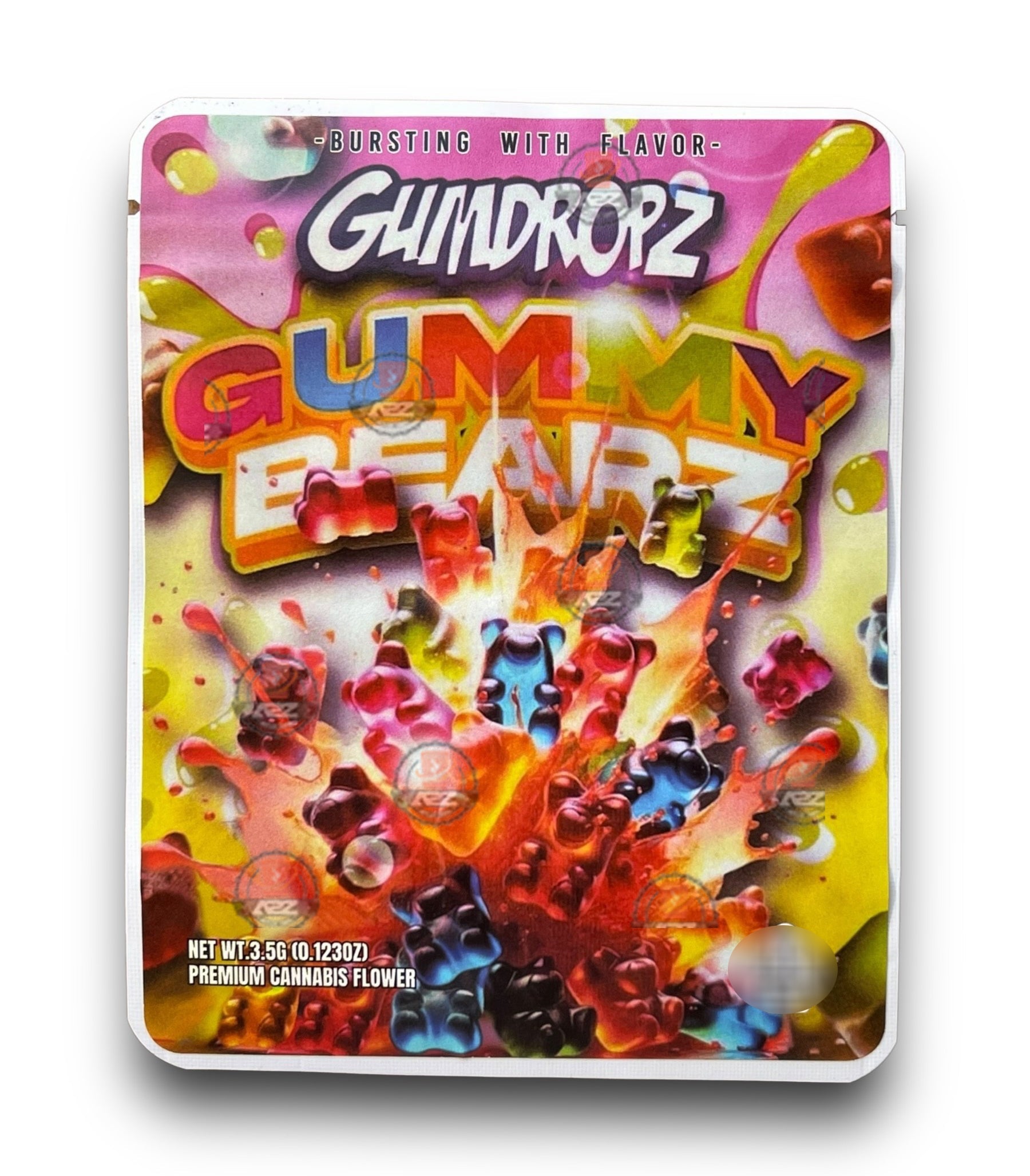 Sprinklez Gumdropz Gummy Bearz 3.5G Mylar Bags -With stickers and label Gummy Bears