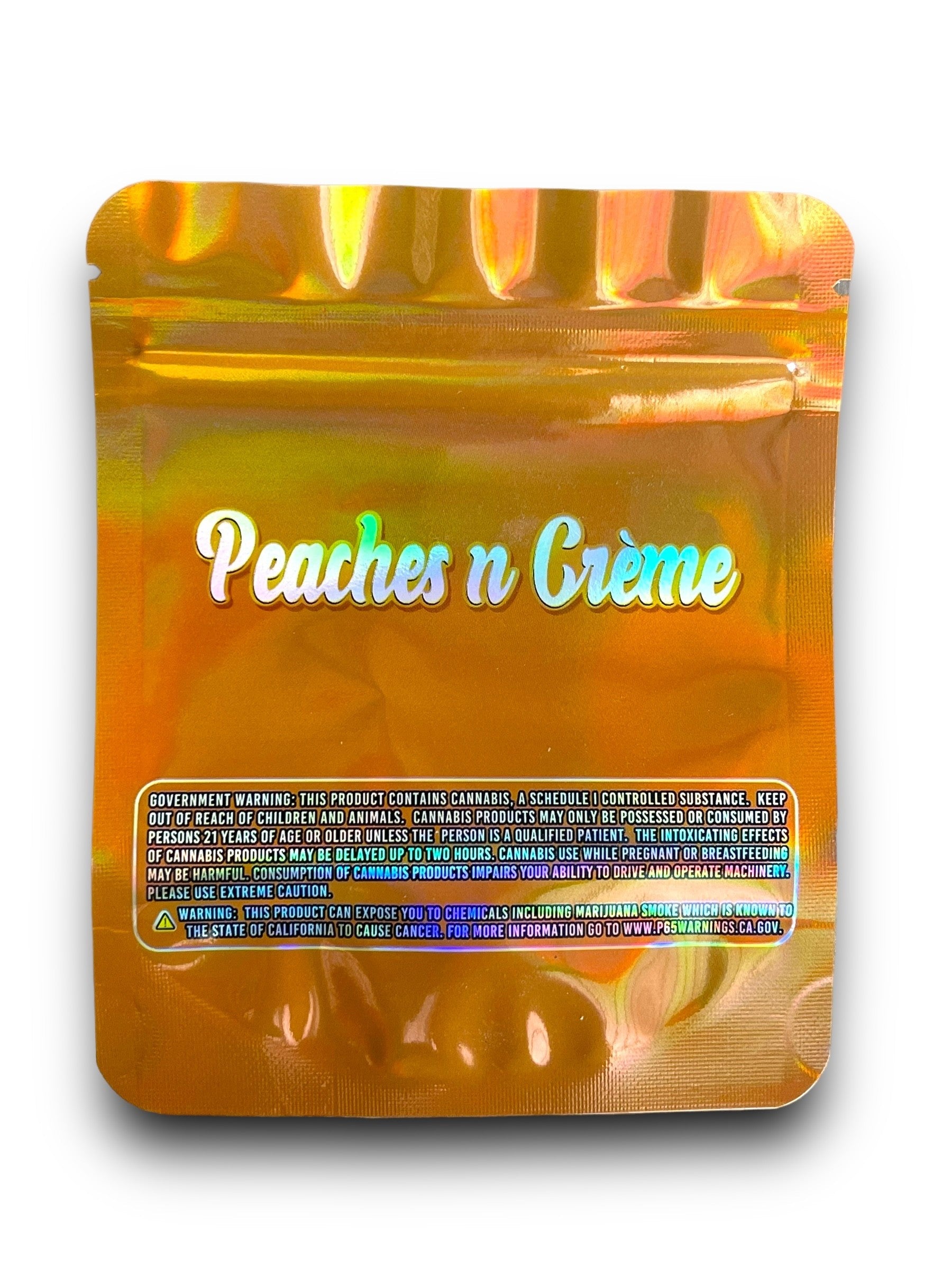 Exotic Peaches N creme 3.5G Mylar Bags Holographic