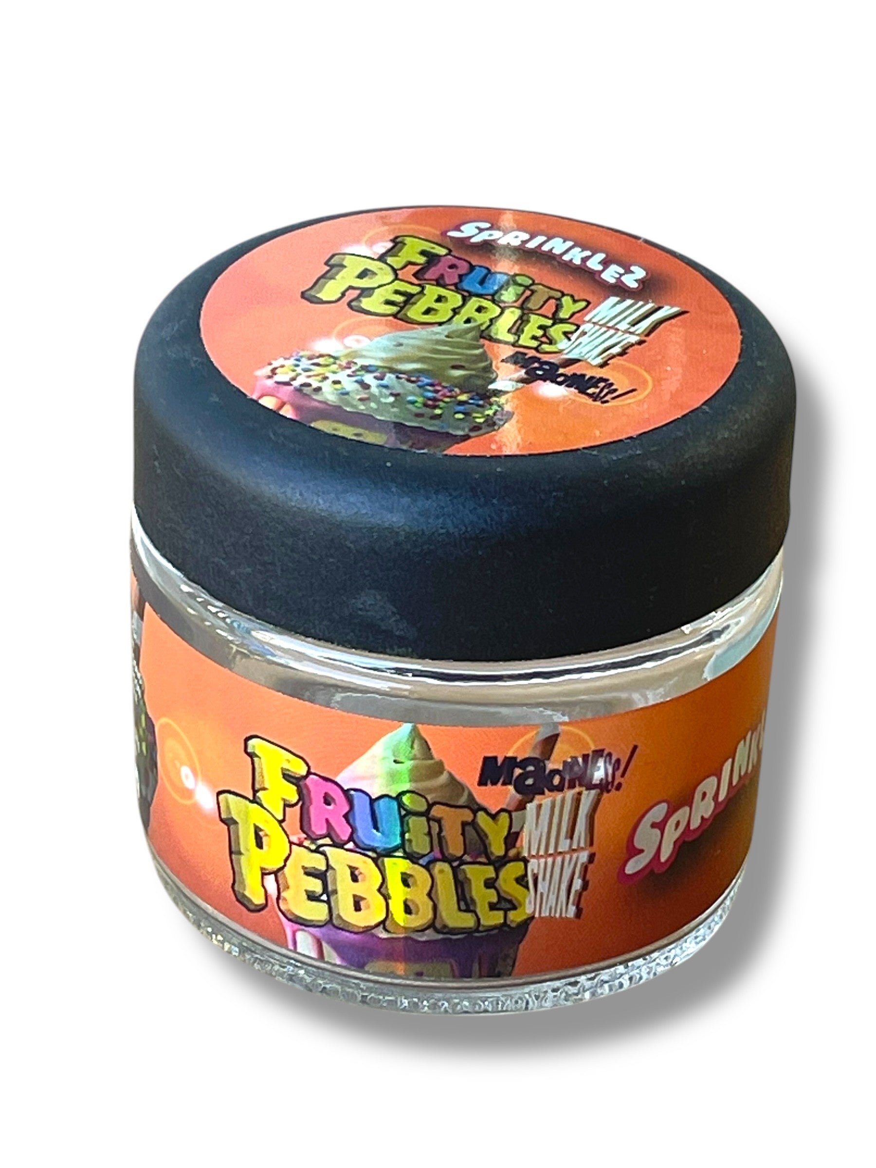 Sprinklez Milk Shake 3.5g Glass Jars with Holographic Stickers Child Resistant jar