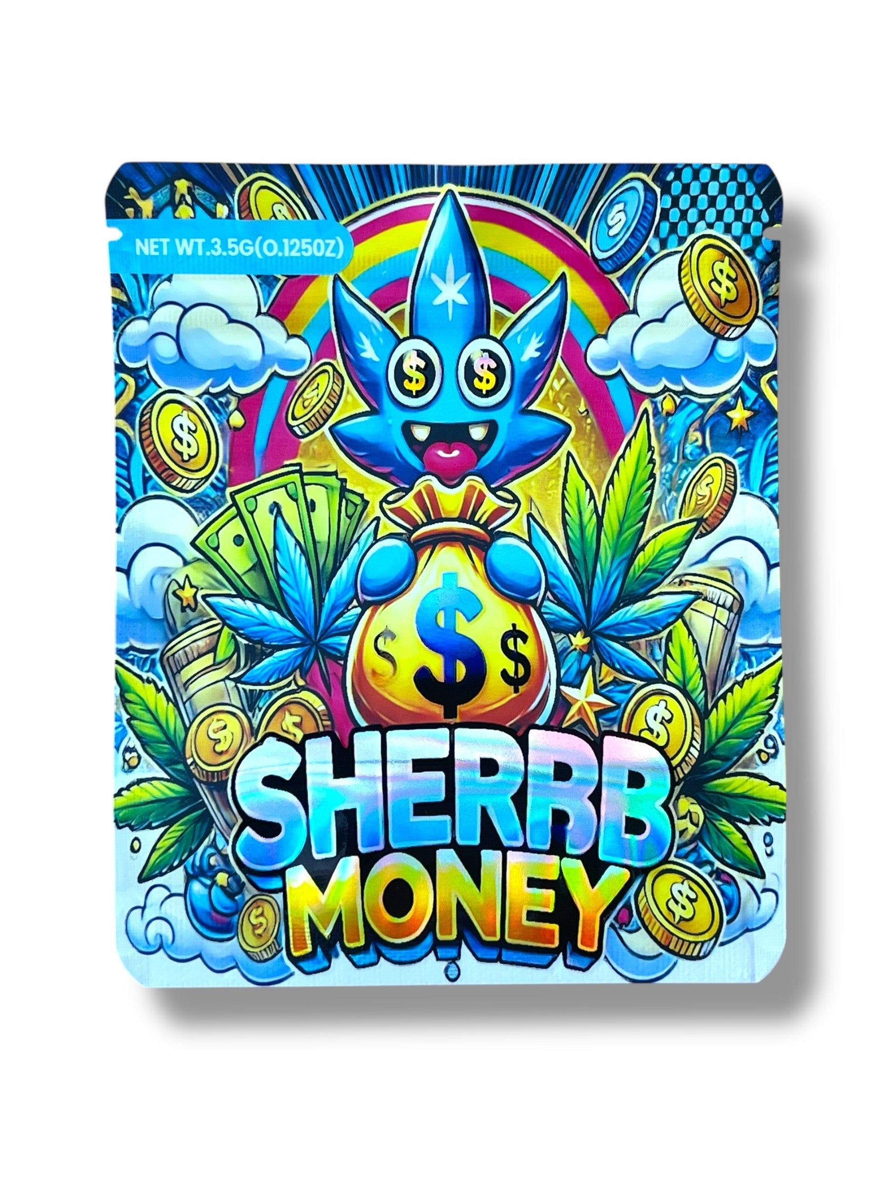 Sherb Money Bag 3.5g Holographic Mylar Bag- Packaging Only