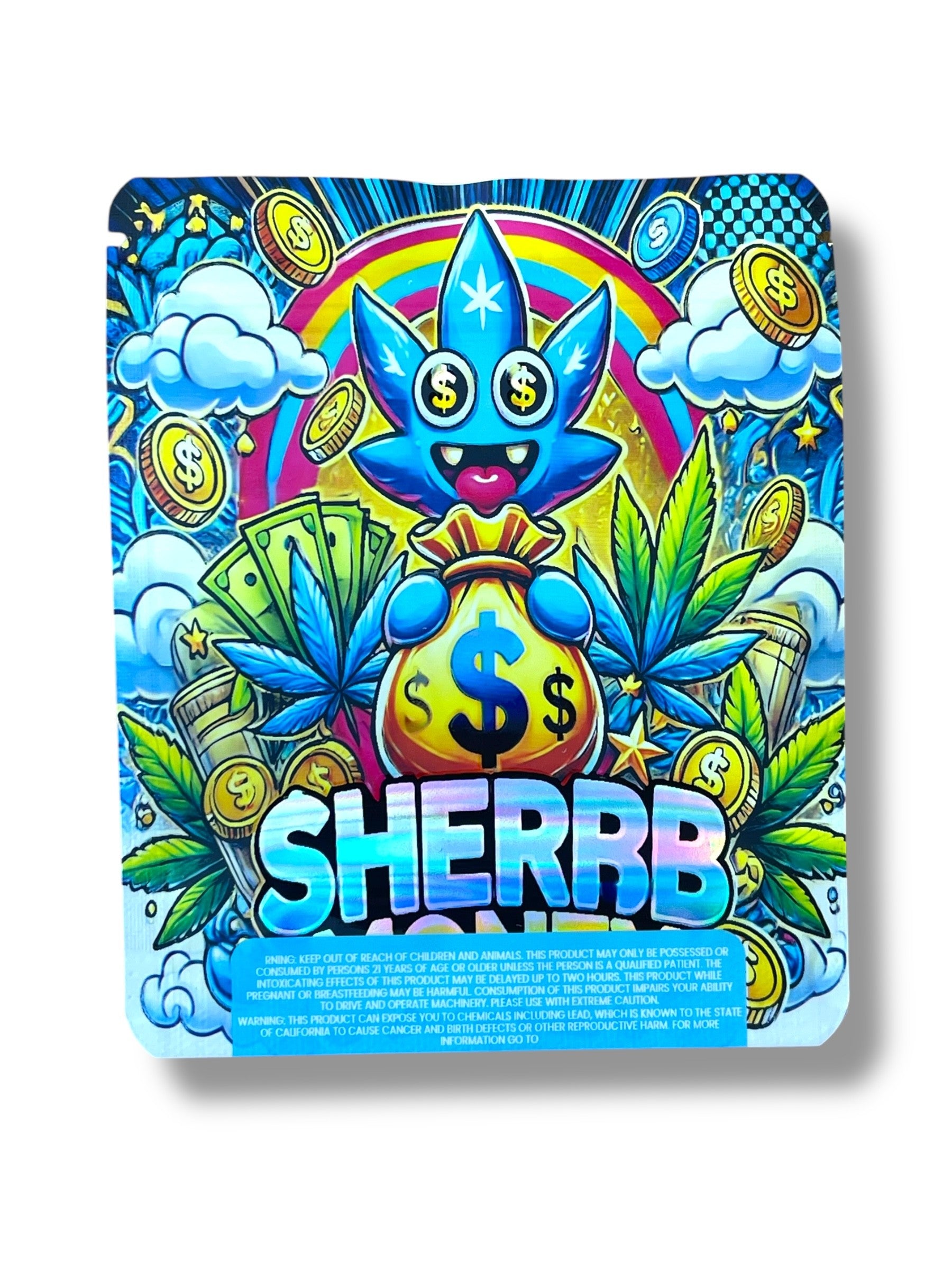 Sherb Money Mylar Bag 3.5g Holographic Mylar Bag- Packaging Only