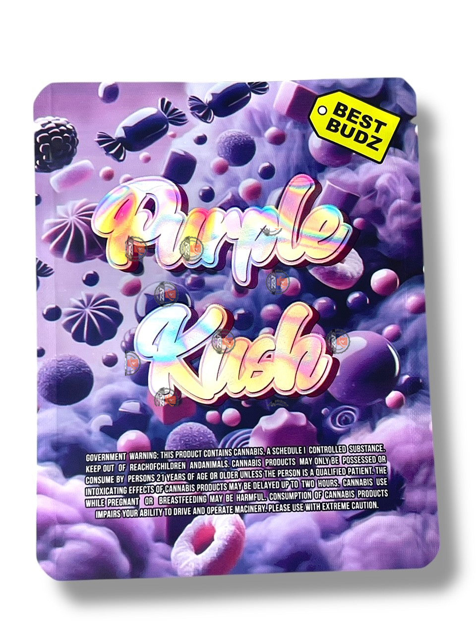 Purple Kush Teds Budz 3.5G Mylar Bags Holographic Mylar Packaging