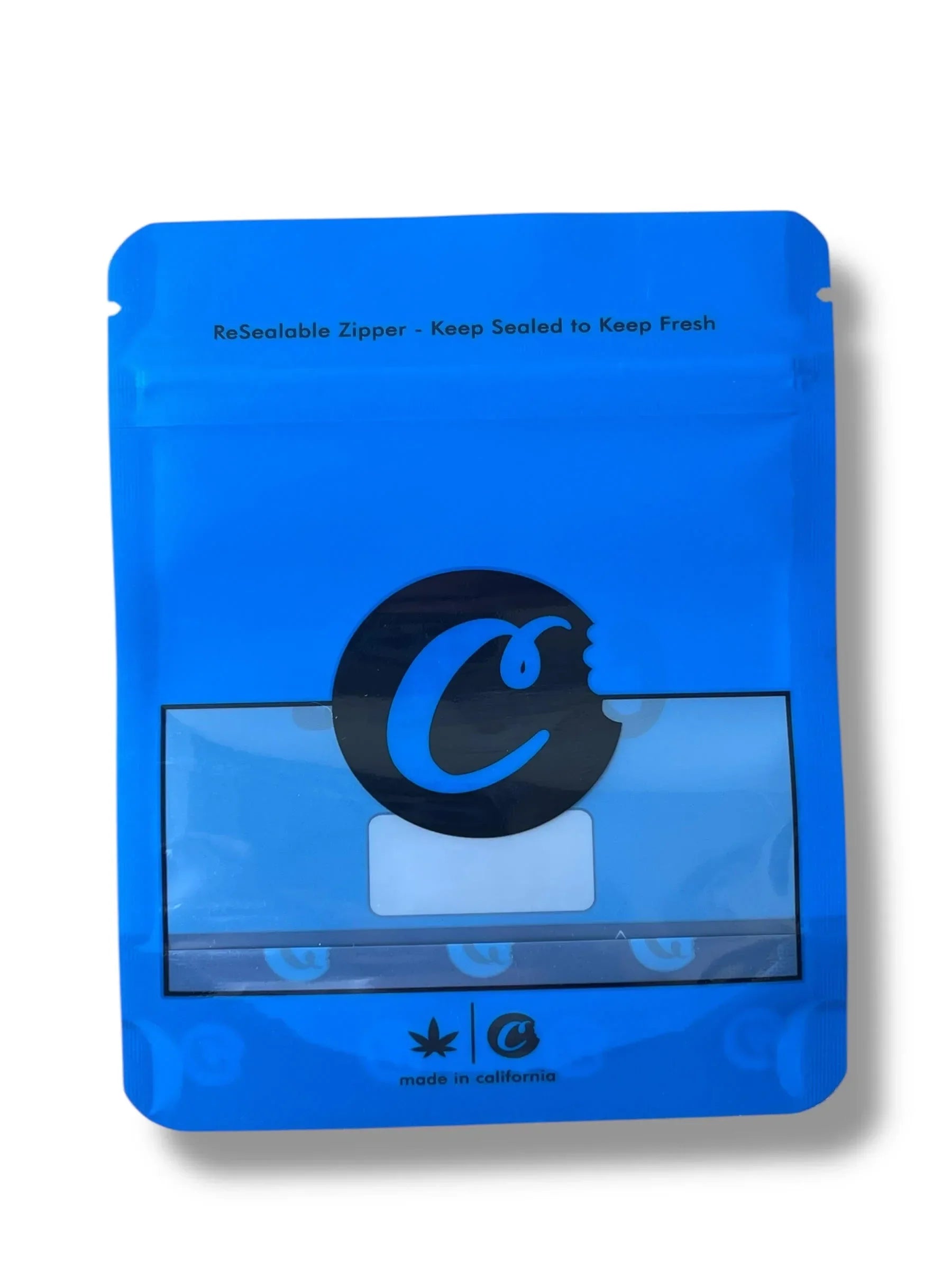 Cookies Blue Window Mylar Bags 3.5 Grams Smell Proof Resealable Bags w/ Holographic Authenticity Stickers - Black Unicorn Hub