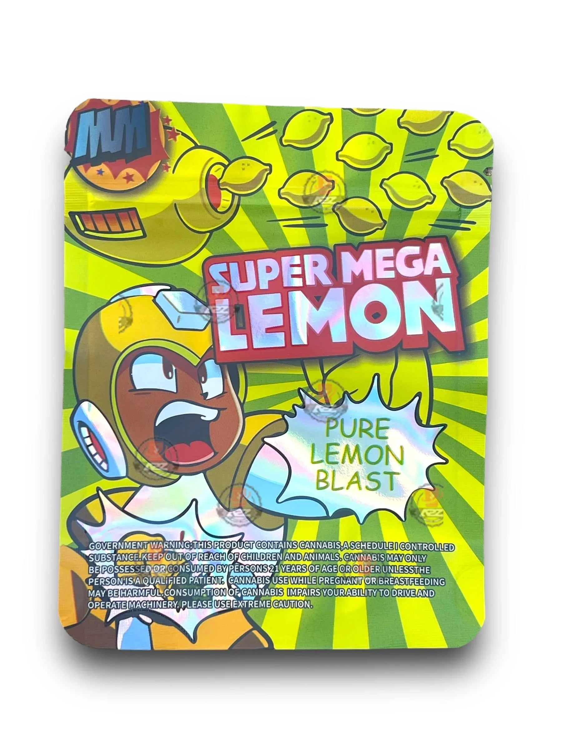 Super Mega Lemon Pure Lemon Blast 3.5G Mylar Bags Holographic - Black Unicorn Hub