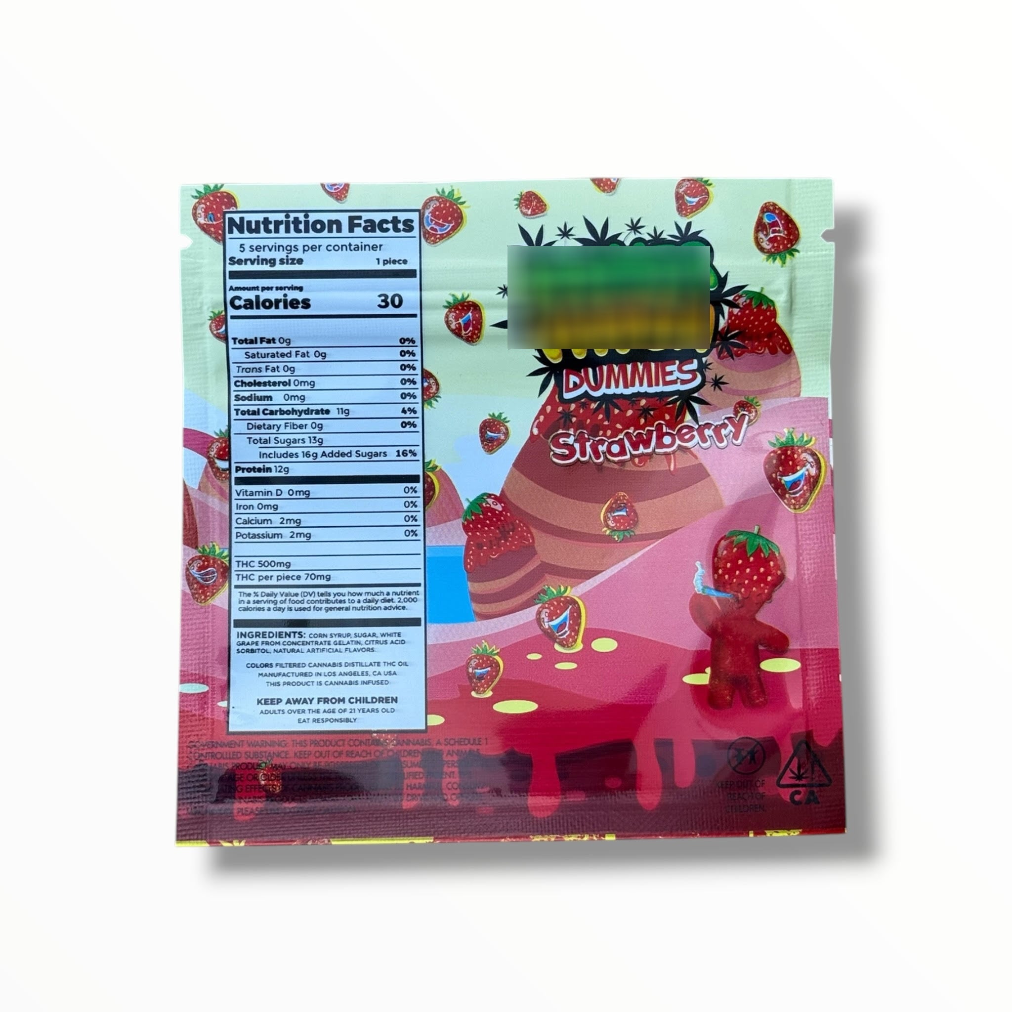 Sour & Sweet Strawberry Dummies 500mg Mylar Bag -Packaging Only