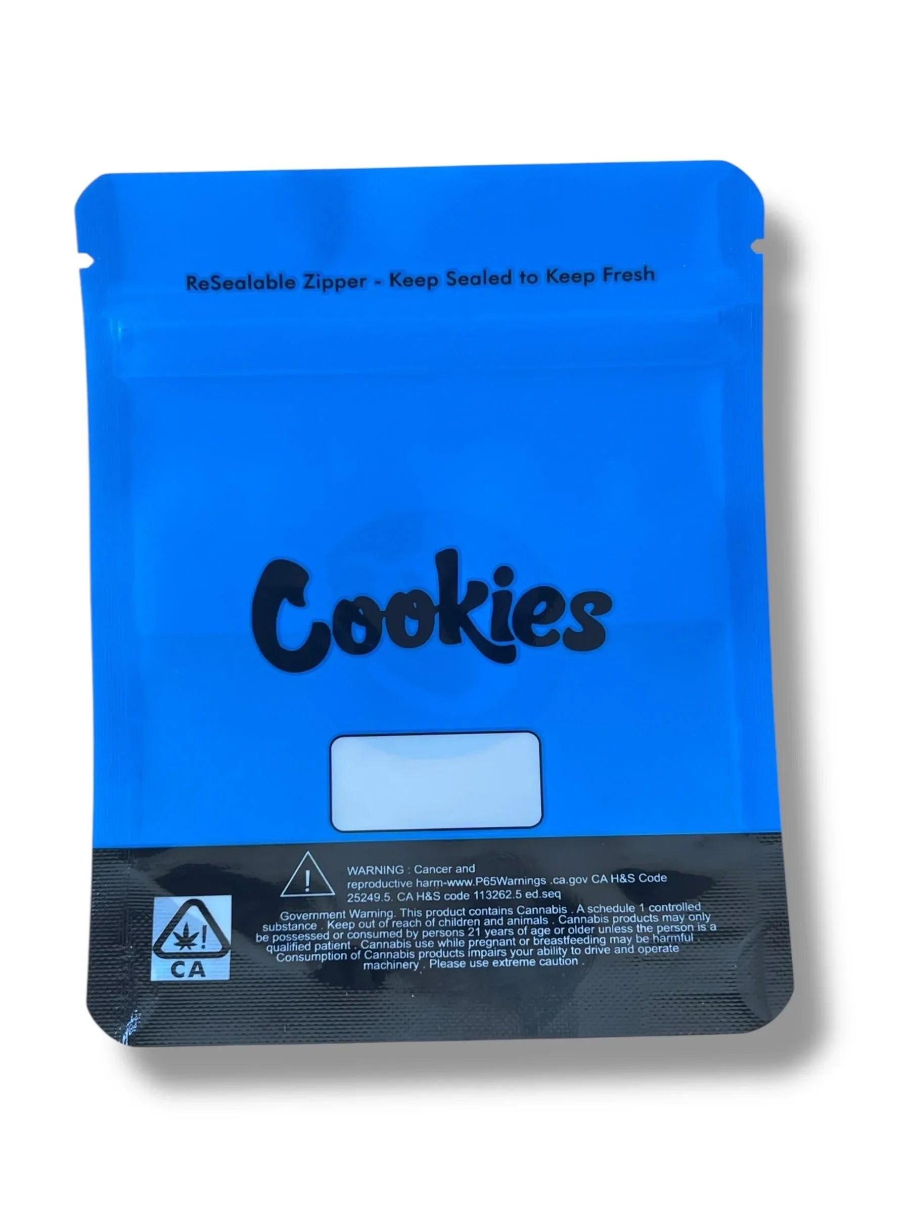 Cookies Blue Window Mylar Bags 3.5 Grams Smell Proof Resealable Bags w/ Holographic Authenticity Stickers - Black Unicorn Hub