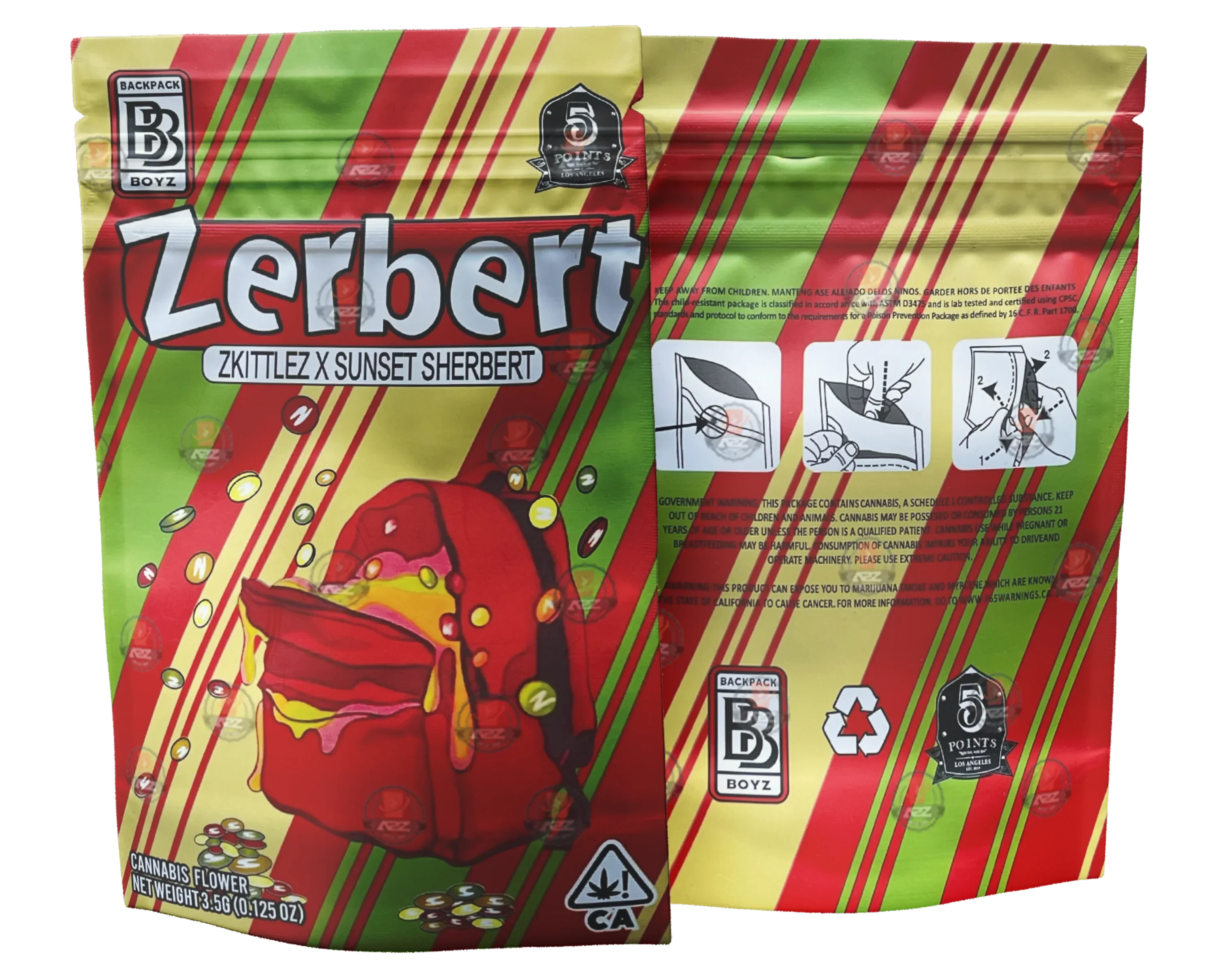 Backpack Boyz Zerbert Mylar Bags 3.5g SMELL PROOF RESEALABLE ZERBERT BAGS - Black Unicorn Hub
