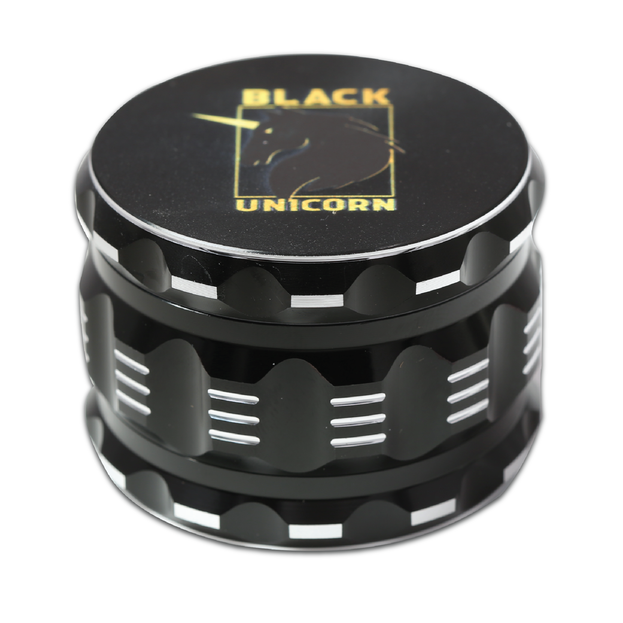Aluminum Grinder with Pollen Catcher. Large 4 Piece, 2.5" (Black)